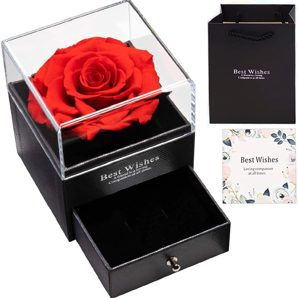 VERK GROUP Geschenkbox Ewige Rose in Geschenkbox mit Schmuck Halsketten Schublade