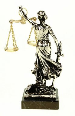 Kremers Schatzkiste Dekofigur Metall Figur Justitia Göttin der Gerechtigkeit 14 cm gold glänzend Skulptur Themis Anwalt BGB