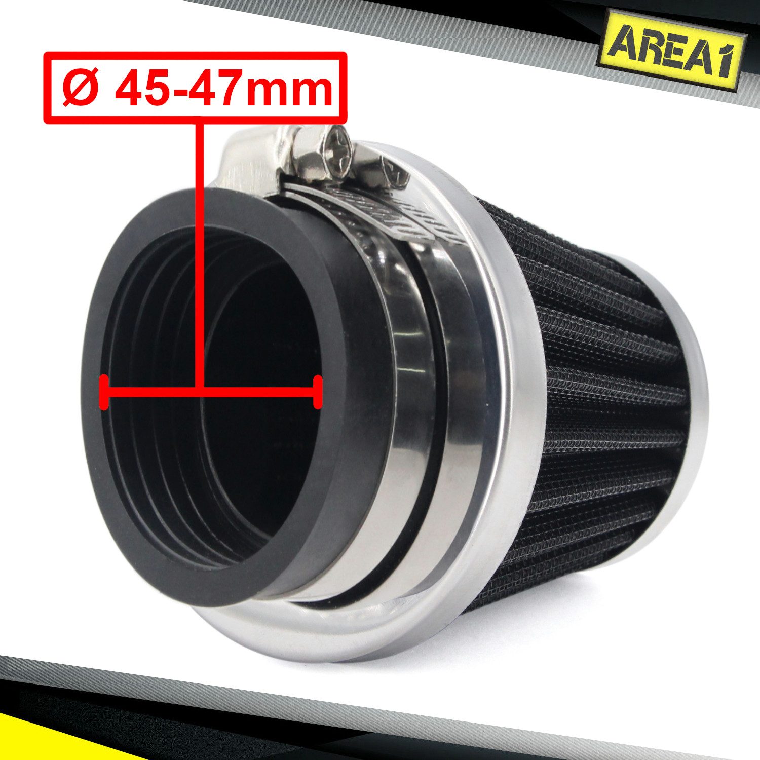 Area1 Abluftfilter Universal Tuning Sport Luftfilter Filter, Anschluss 45 46 47 mm