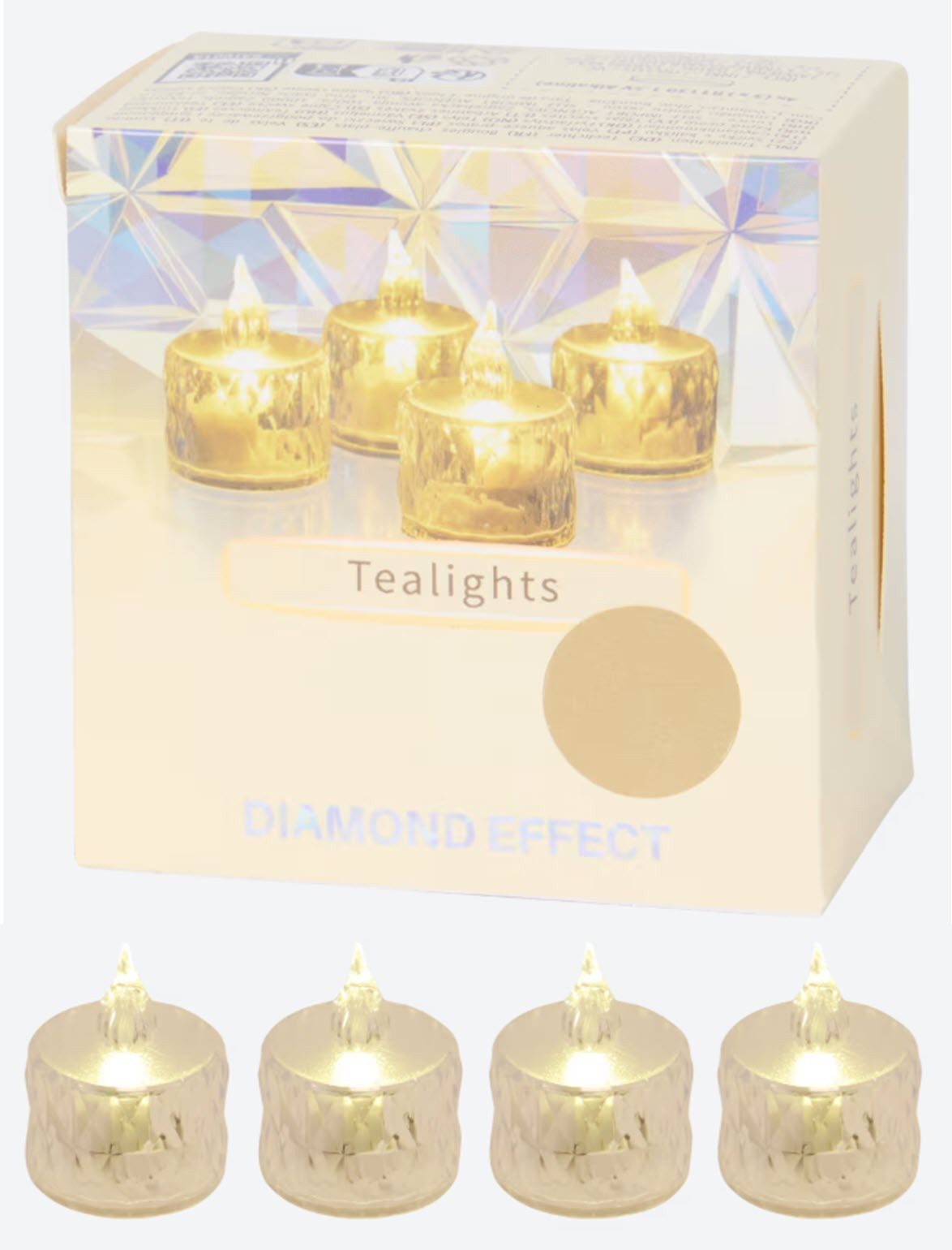 Spectrum LED-Teelichter Teelichte Facet LED 4 Stück inkl. Batterien Tealights