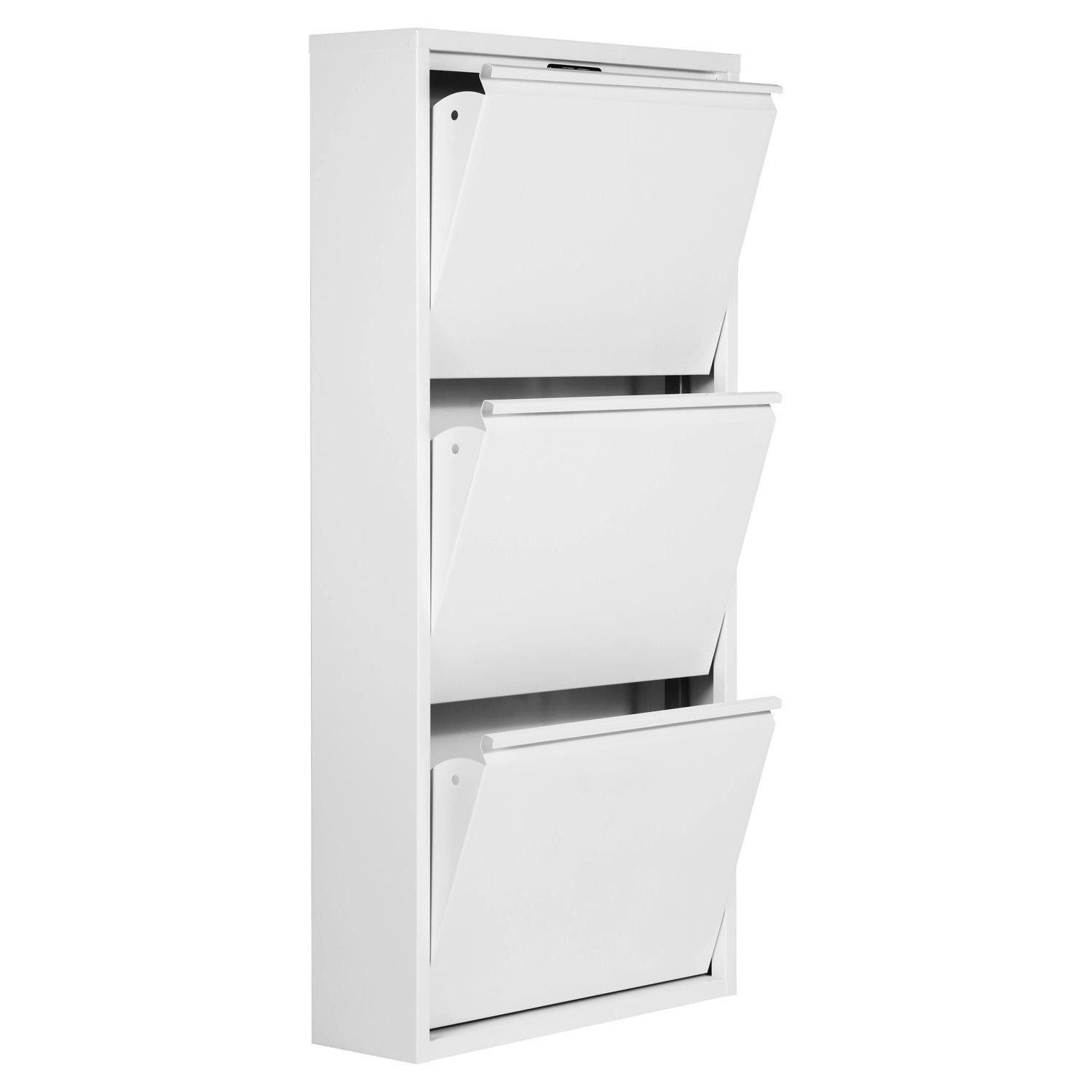 Schuhkipper WIT, 3 Klappen, Weiß matt, Metall, B 50 x H 105 x T 15 cm