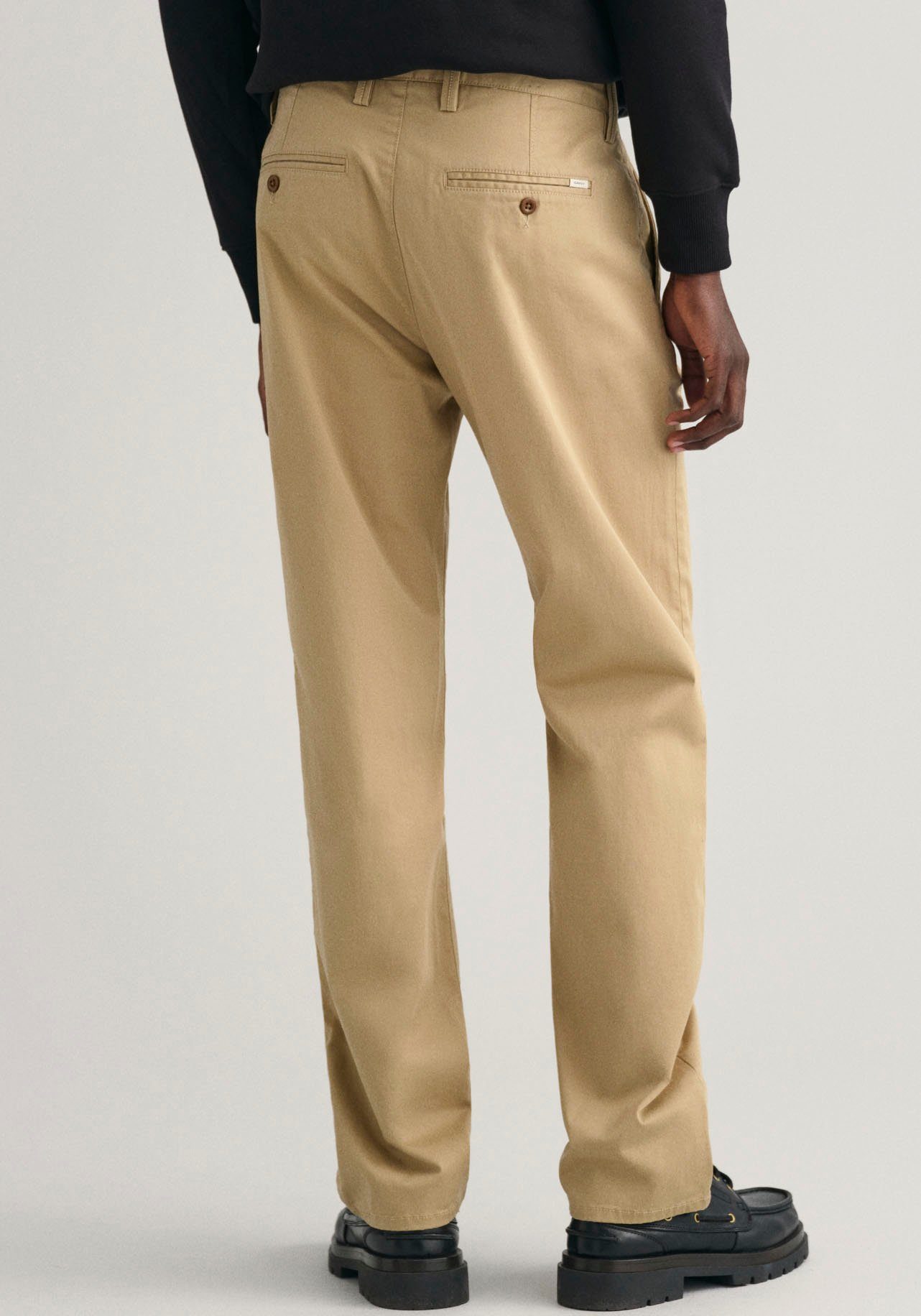 mit Dark Chinohose Seitentaschen gefütterten khaki CHINOS Gant TWILL REGULAR