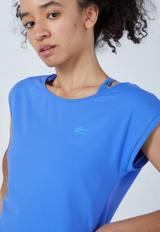 Shirt Damen Fit Funktionsshirt & blau Mädchen kornblumen SPORTKIND Loose Tennis