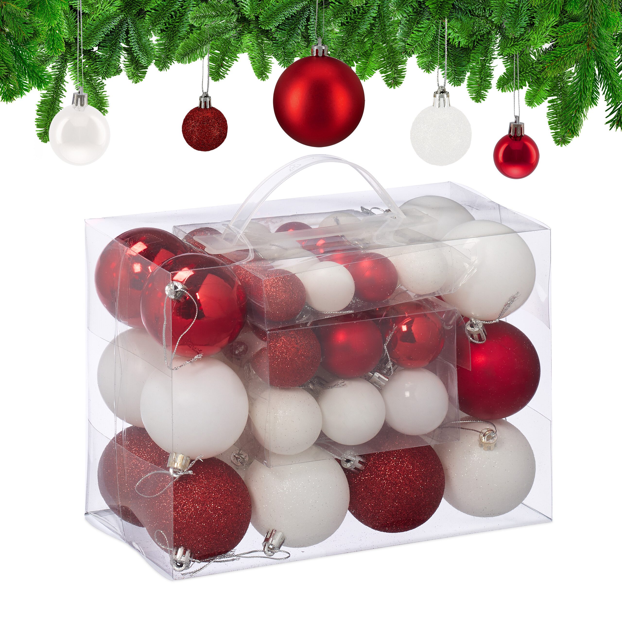 relaxdays Weihnachtsbaumkugel Weihnachtskugeln Set (50 St), 50er Pack