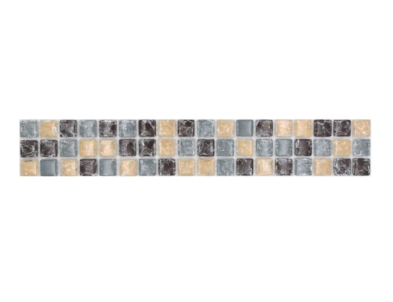 Mosani Fliesen-Bordüre Mosaik Borde Bordüre Glasmosaik gebrochen mix grau beige braun