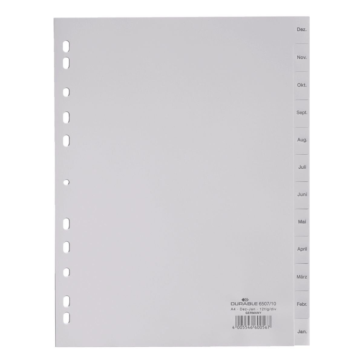 DURABLE Aktenordner, Register Dez.-Jan., DIN A4, 12-tlg., Kunststoff