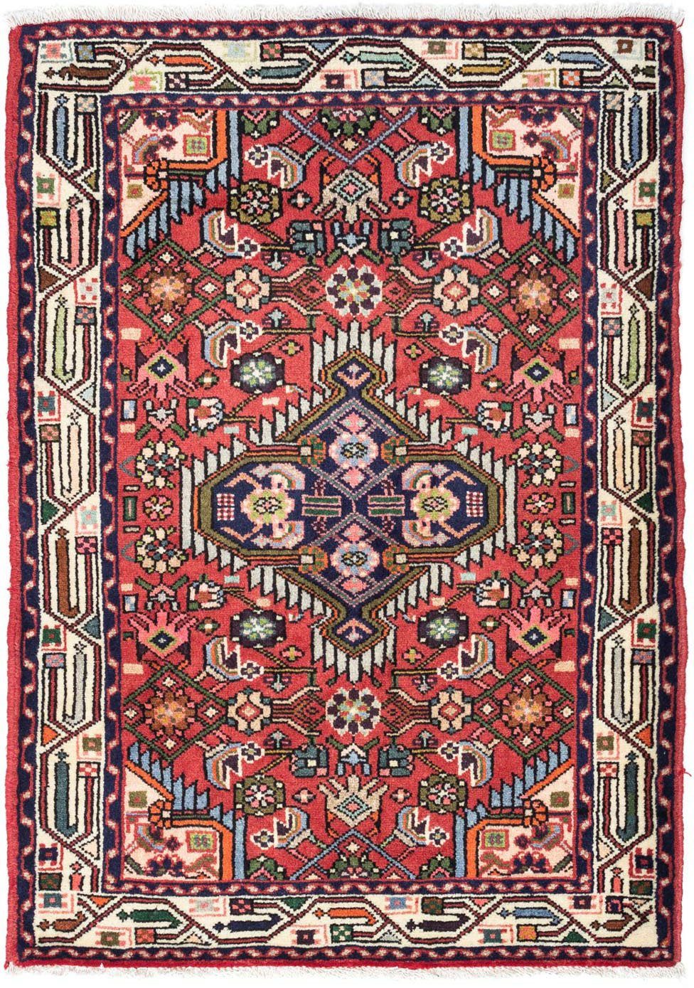 80 x 10 Hosseinabad morgenland, Handgeknüpft Medaillon Höhe: rechteckig, Rosso mm, Wollteppich 125 cm,