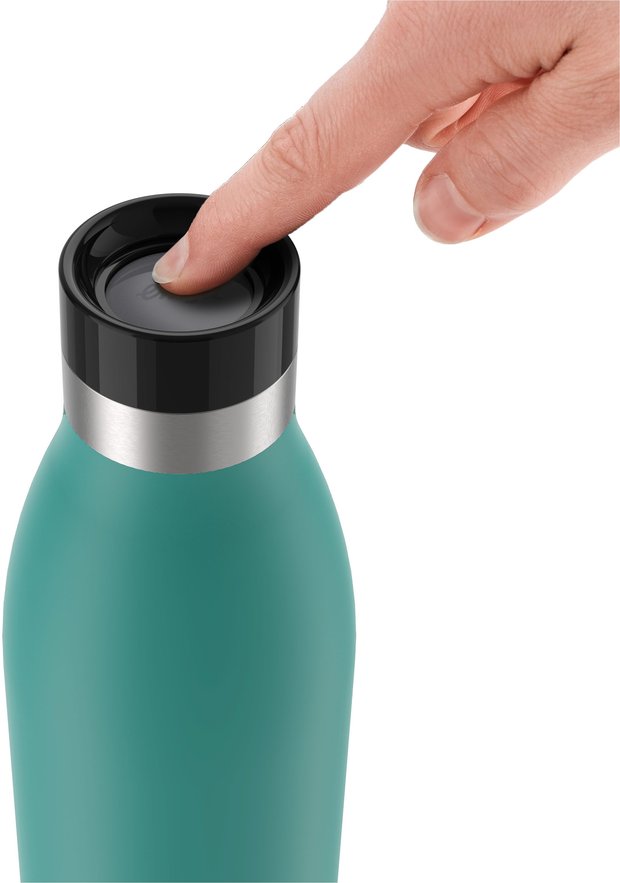 Emsa Isolierflasche Trinkflasche Bludrop, 1 Liter, auslaufsicher, 360°-rundum-Trinköffnung, 40 h kalt, 20 h warm