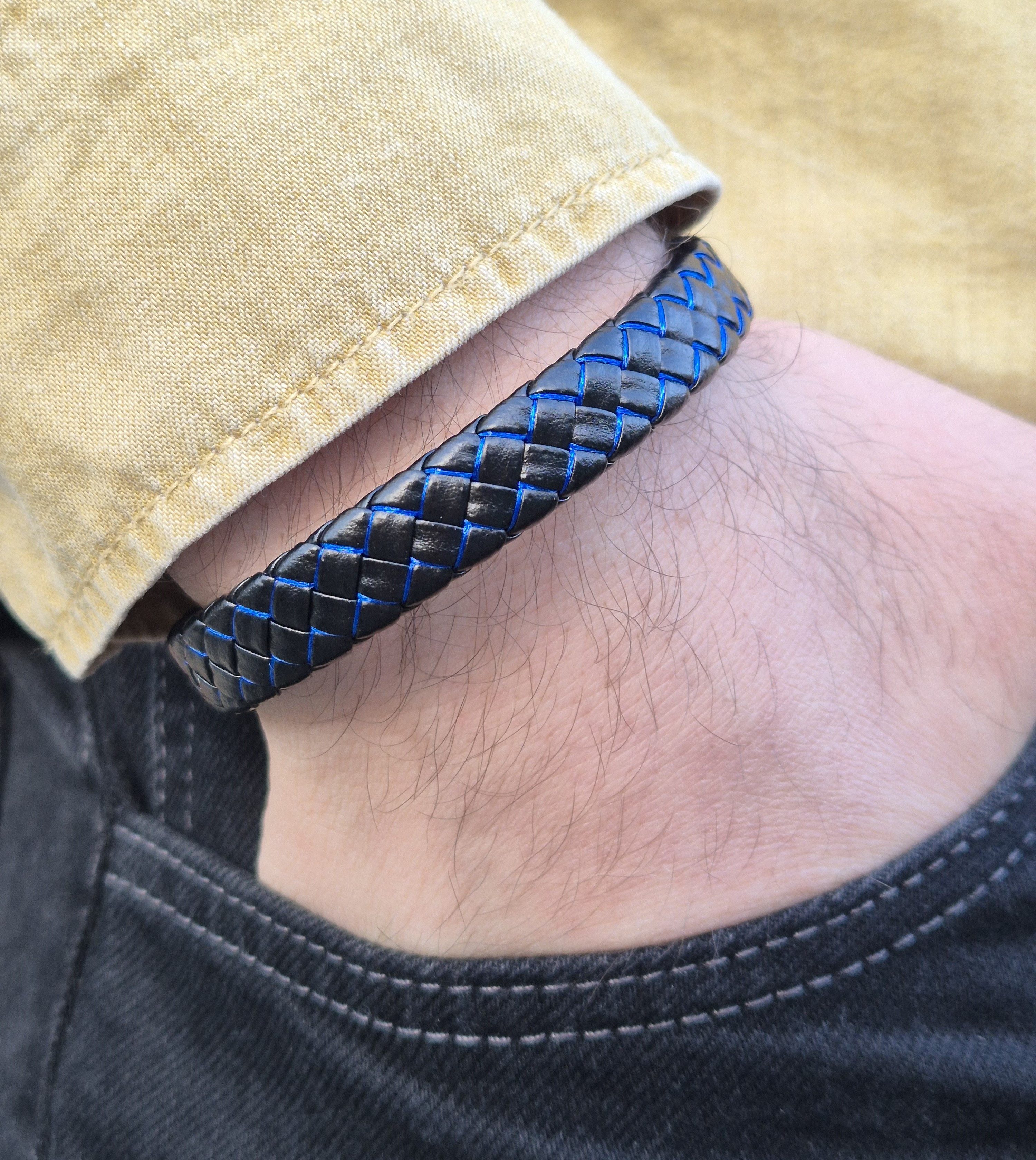 NAHLE Lederarmband Leder elegantes Armband Echtleder – geflochten mit Magnetverschluss (1-tlg), Länge durch Verlängerungsstück +1,5cm erweiterbar