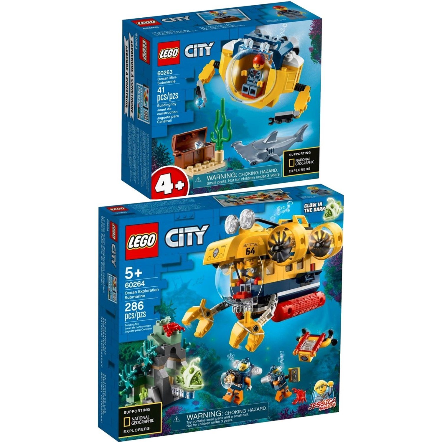 LEGO® Spielbausteine »60263 60264 City 2er Set Mini-U-Boot +  Meeresforschungs-U-Boot«
