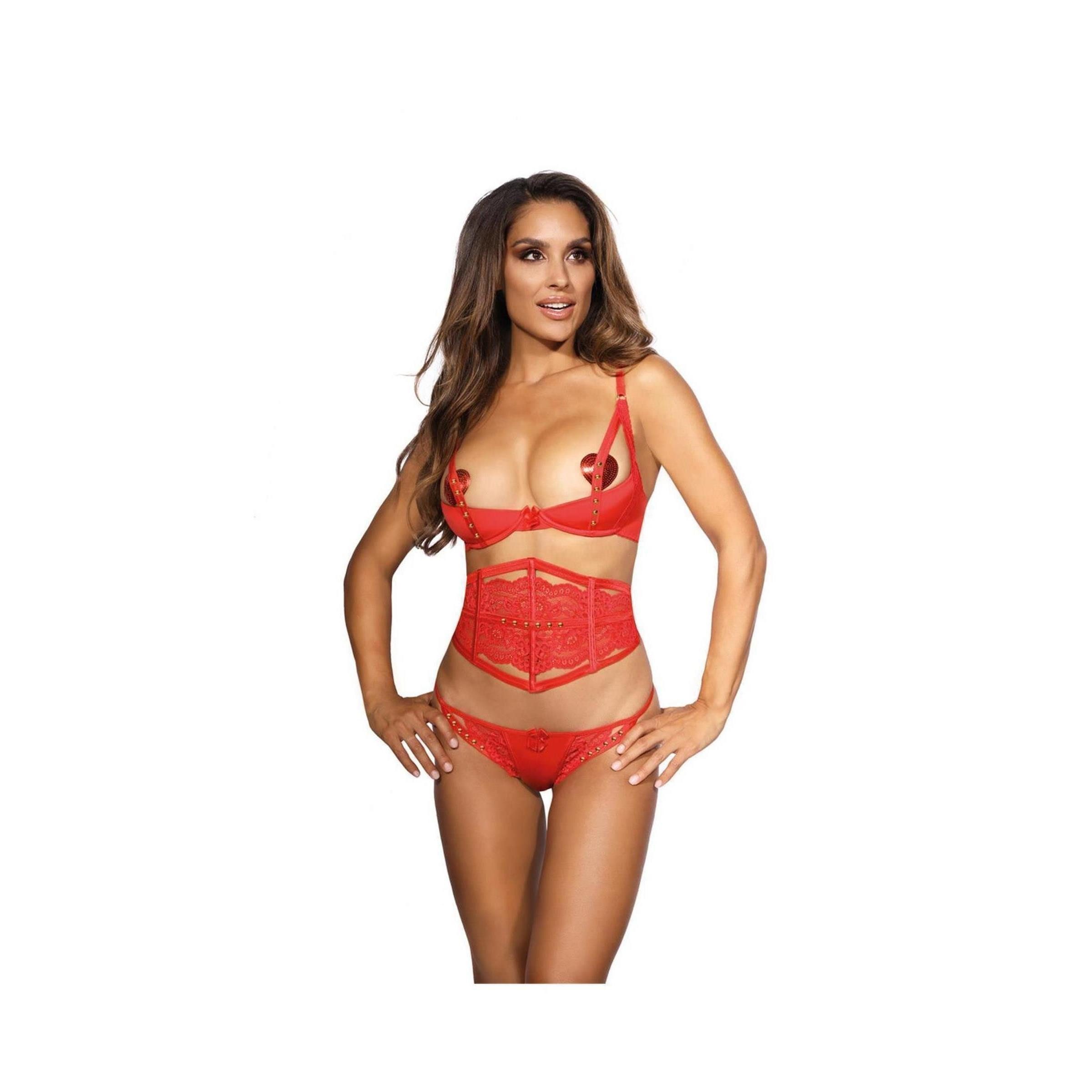Axami Ouvert-BH V-9771 bra red with open cups - (L,M,S,XL)