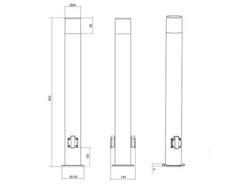 meineWunschleuchte LED Pollerleuchte, integrierte Steckdosen, LED wechselbar, Warmweiß, Wegeleuchte mit 2 Steckdosen, 80cm, Anthrazit, Garten-wegbeleuchtung