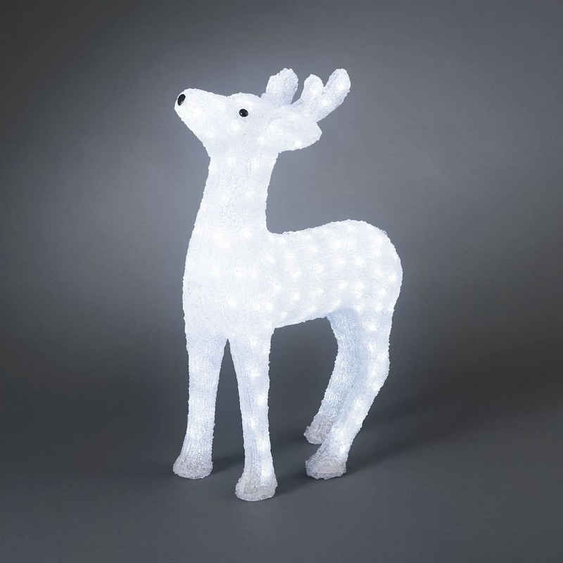 Kunstbaum LED Acryl Rentier, groß, 176 kalt weiße Dioden, 24V Außentrafo, transp, click-licht, Höhe 60 cm, LED Weihnachtsfiguren