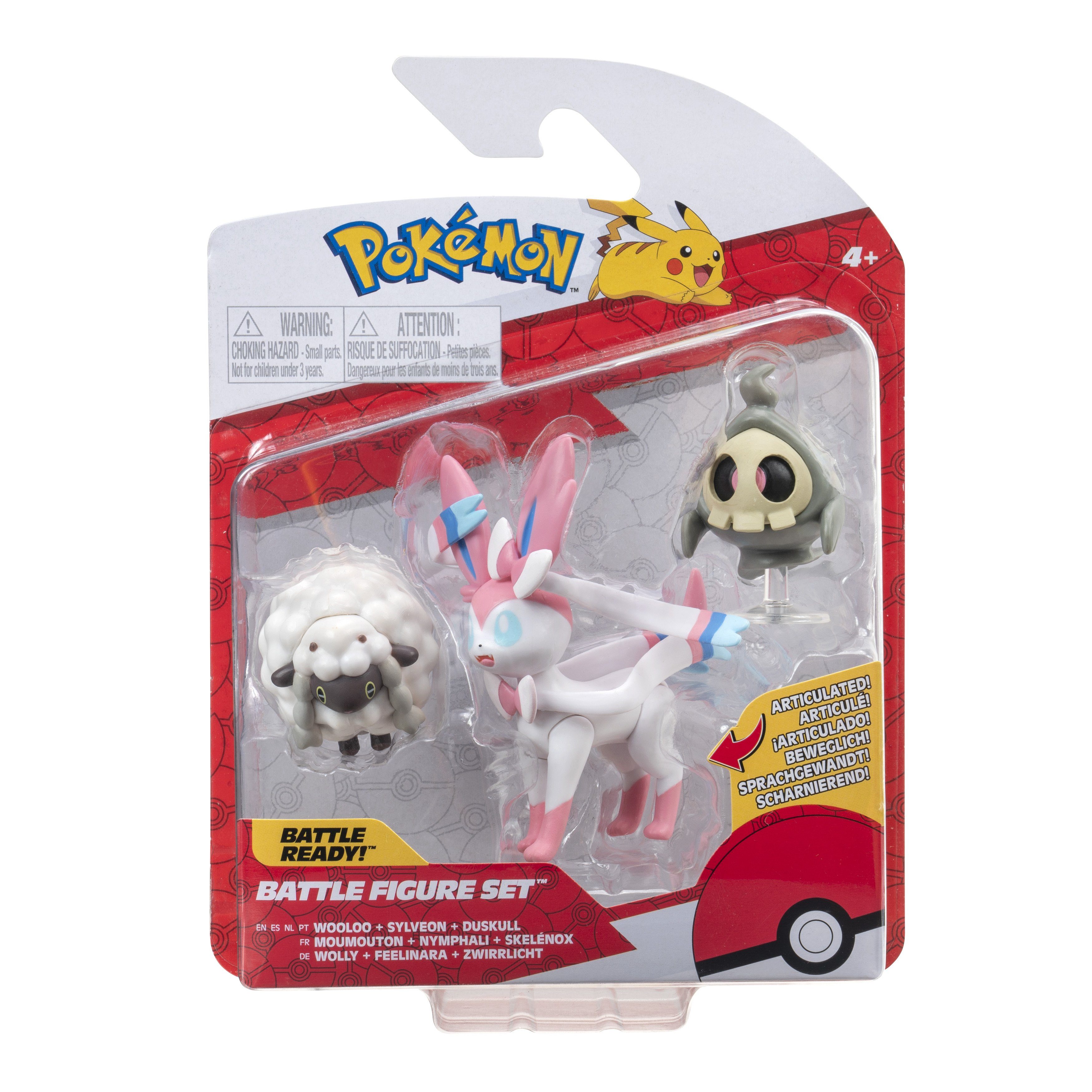 - (Set, Zwirrlicht, Jazwares Feelinara, 3-tlg) Wolly Pokémon Figur & - Merchandise-Figur Pack Battle 3er