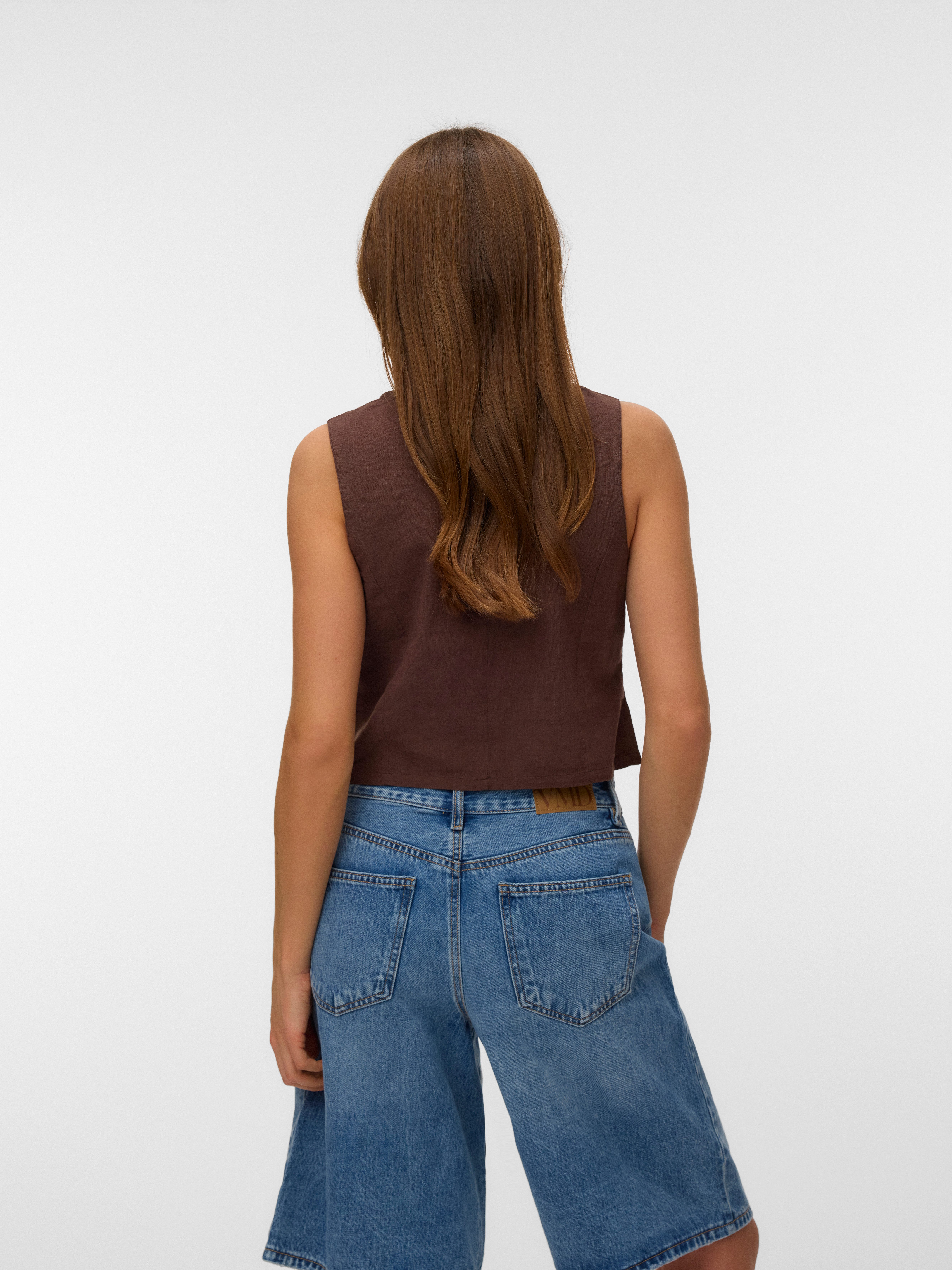 Vero Moda Kurzweste VMCAIA SL VEST WVN NOOS Baumwolle mit Leinen, figurbeto günstig online kaufen