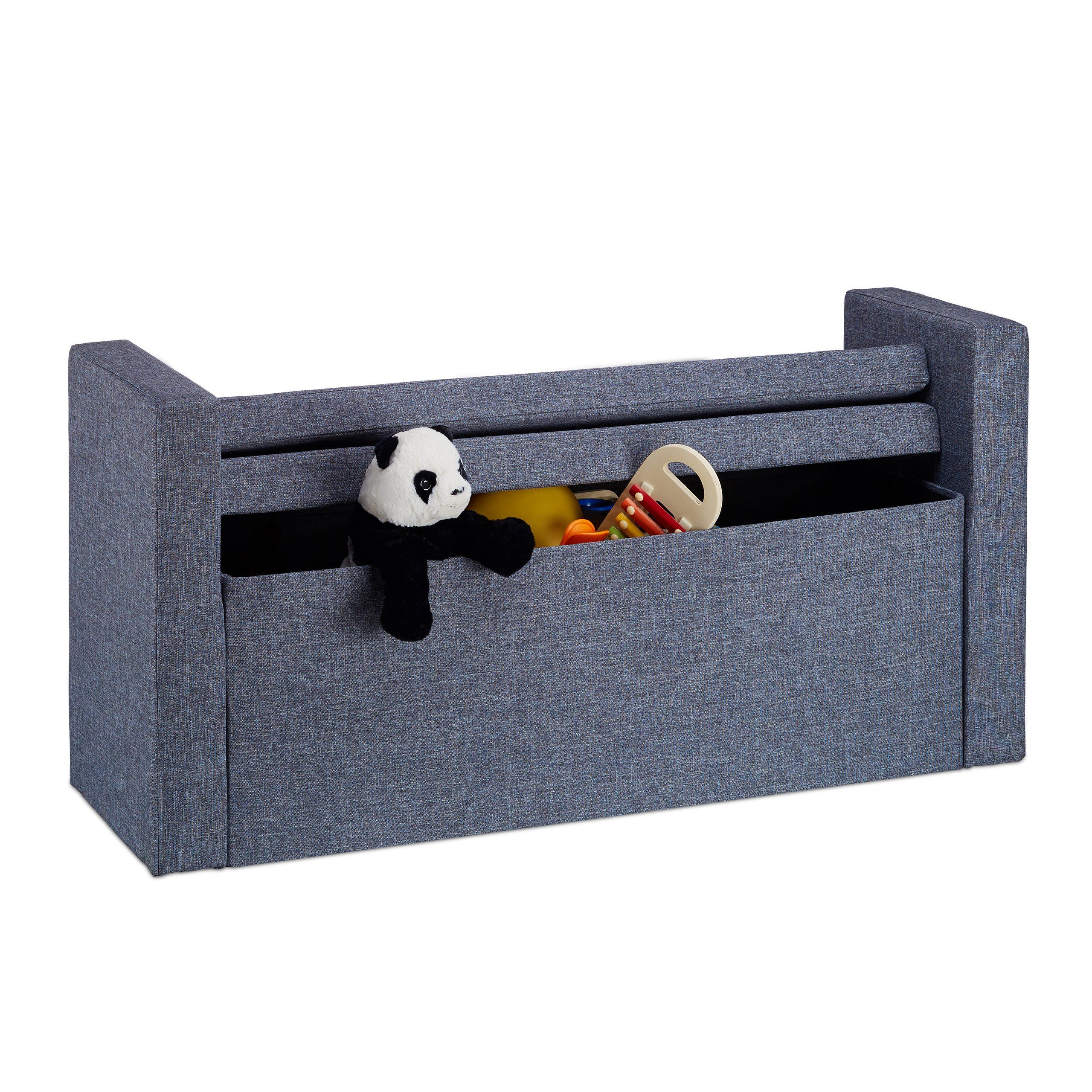 relaxdays Sitzbank Lehne mit Kisse, Dunkelgrau