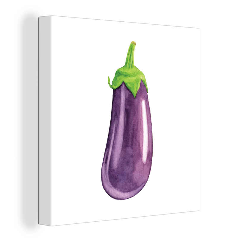 OneMillionCanvasses® Leinwandbild Aquarell - Aubergine - Violett, (1 St), Leinwand Bilder für Wohnzimmer Schlafzimmer