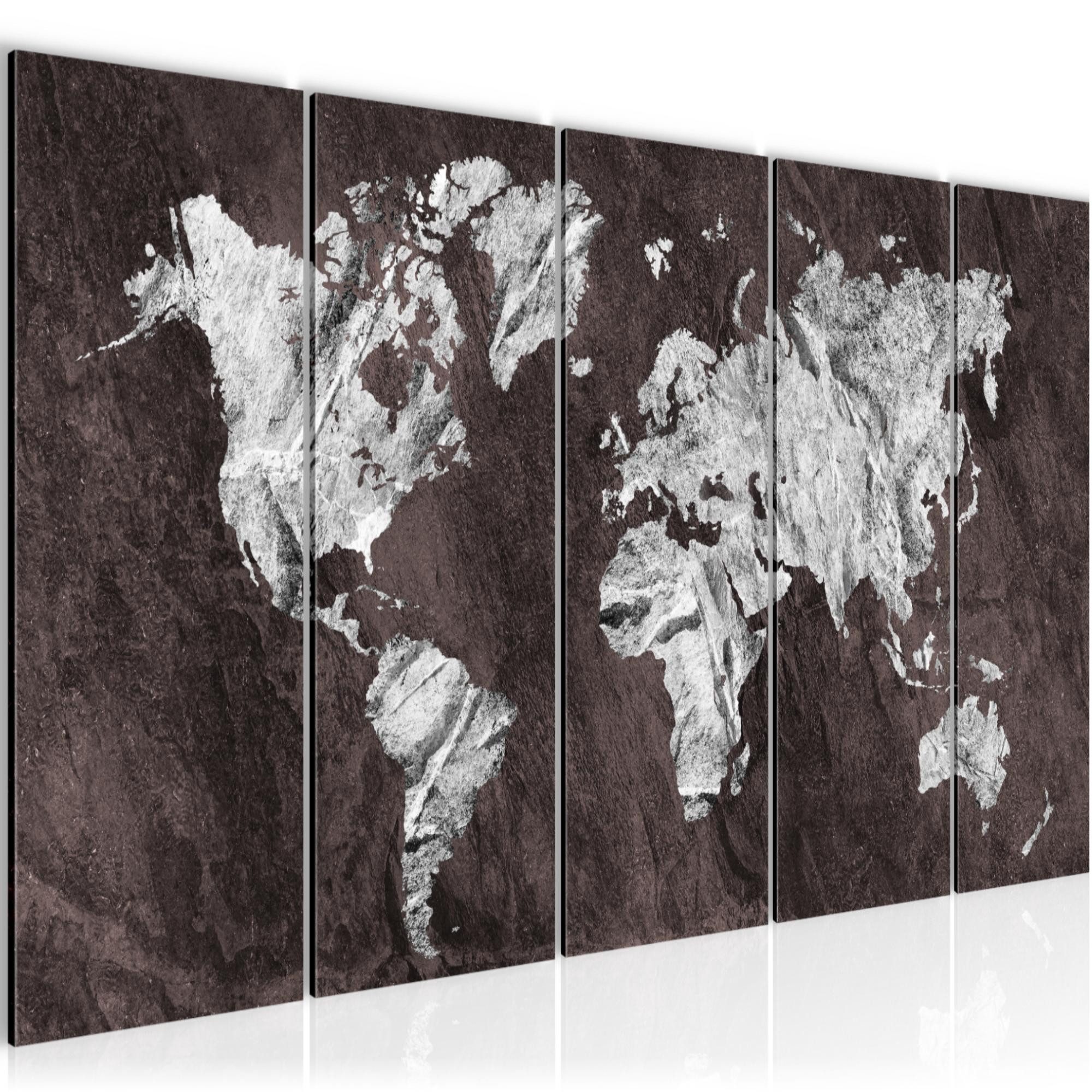 Runa Art Wandbild Bild Weltkarte auf Vlies Leinwand 5 Teilig Wanddekoration Büro 002956b, 150L x 60B cm