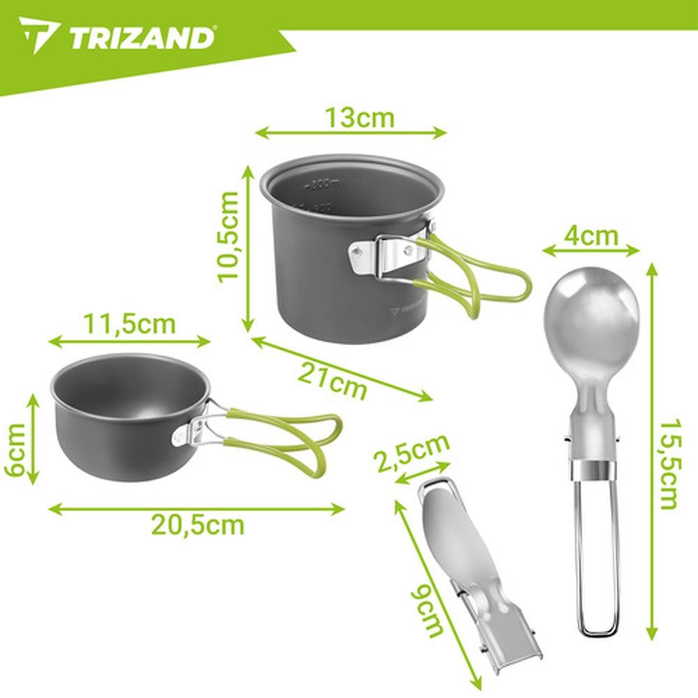 KRUZZEL Geschirr-Set Campinggeschirr Outdoor-Geschirr (5-tlg), 2 Personen, Edelstahl, leichtes Outdoor-Geschirr für Camping, Trekking oder Reisen
