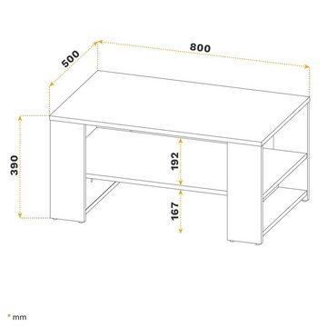 RICOO Wohnzimmertisch WM090-EP, Sofatisch mit Ablage Wohnzimmer Tisch Beistelltisch Kaffeetisch