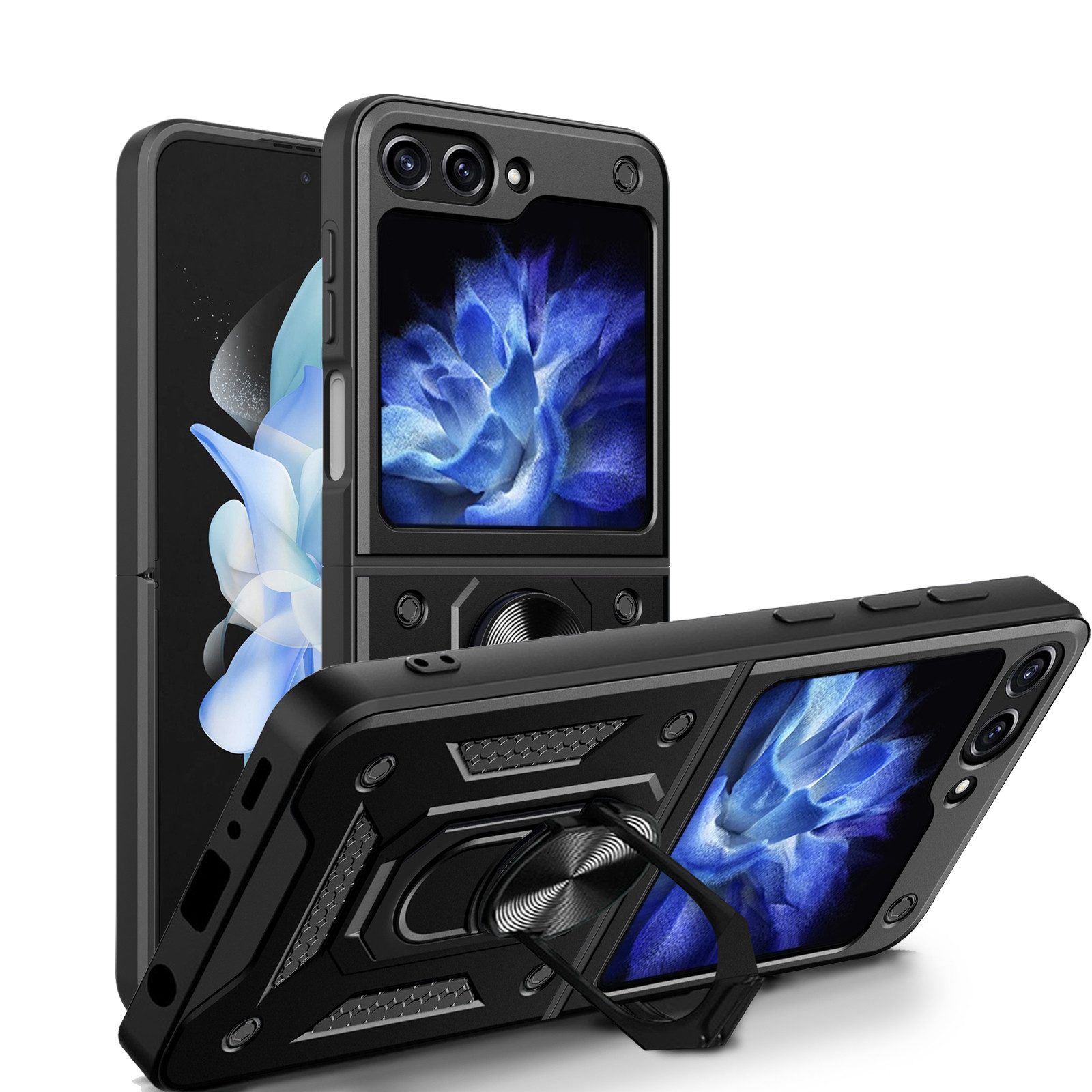 betterfon Handyhülle Panzer Hülle für Samsung Galaxy Z Flip 7 FE / Galaxy Z Flip 6, Outdoorhülle mit Ringhalter Smartstand Kameraschutz