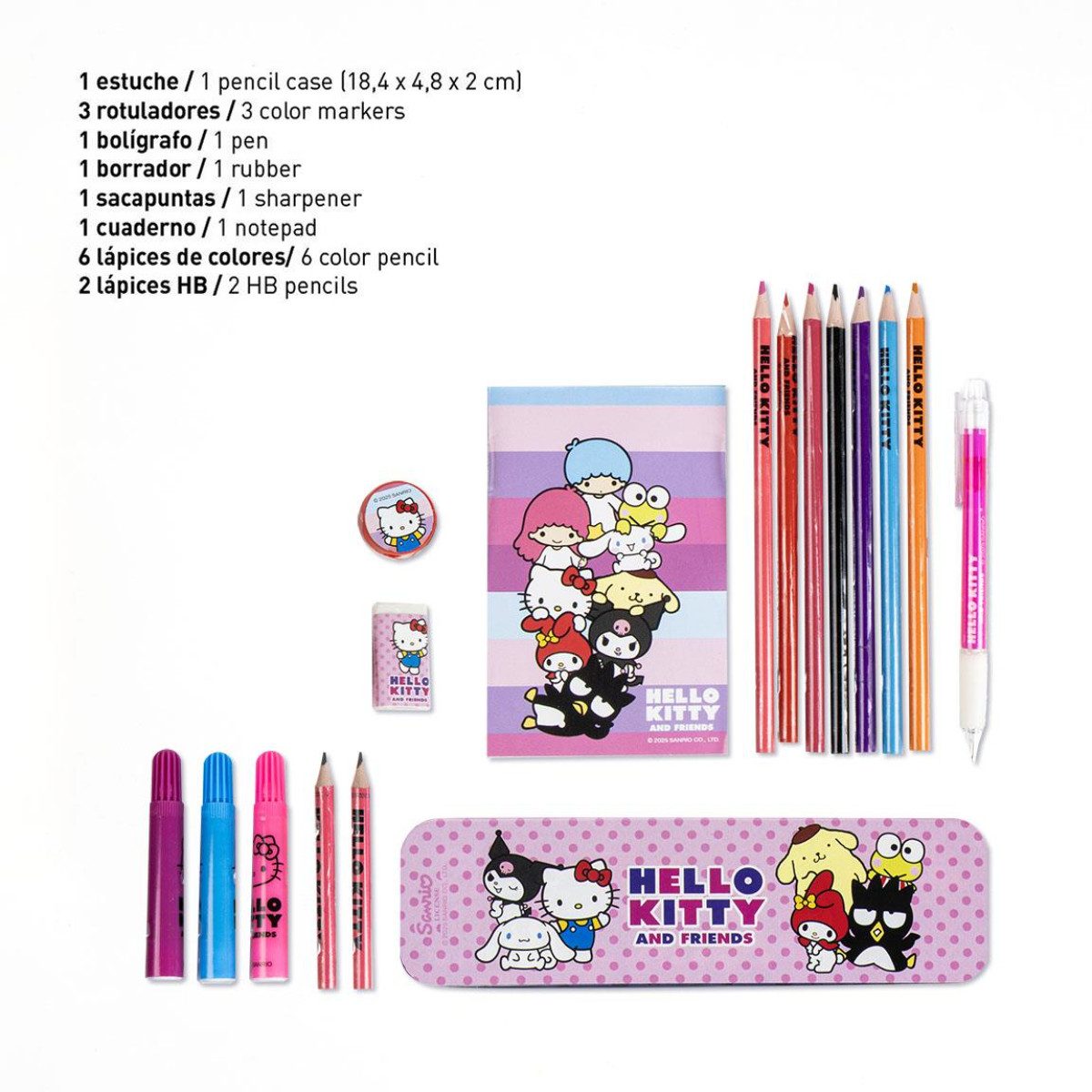 Cerda Schreibtischunterlage Hello Kitty Mal- und Schreibwaren-Set – Kinder Kreativset mit Zubehör