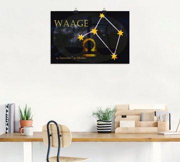 Artland Wandbild Sternzeichen - Waage, Bilder von Sternzeichen (1 St), als Leinwandbild, Poster, Wandaufkleber in verschied. Größen