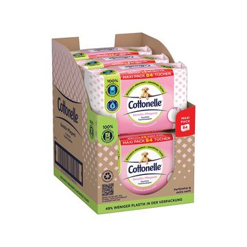 Cottonelle® Toilettenpapier Feuchtes Toilettenpapier, Sensitiv Pflegend, Maxi 6 x 84 Feuchttücher (Maxi Pack 6 x 84 Tücher), extra sanft