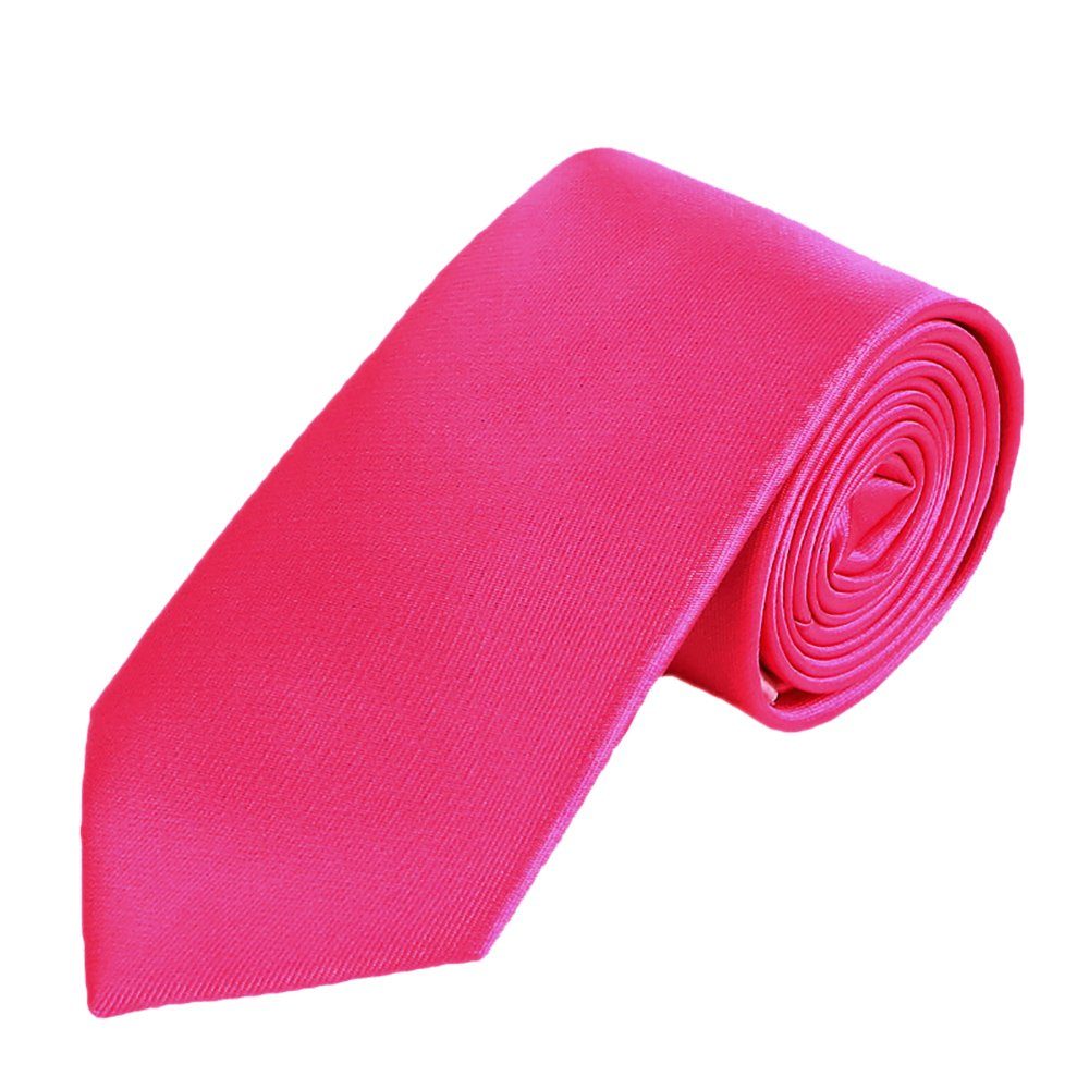 DonDon Krawatte Krawatte 7 festliche cm oder Seidenlook, breit für Veranstaltungen klassischer Schnitt, 1x zeitlos Krawatte) 1-St., (Packung, Büro rosa
