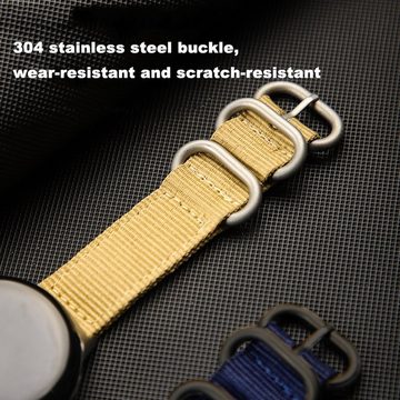 Wigento Smartwatch-Armband Für Google Pixel Watch 1 + 2 Gewebtes Nylon Armband Khaki / Silber
