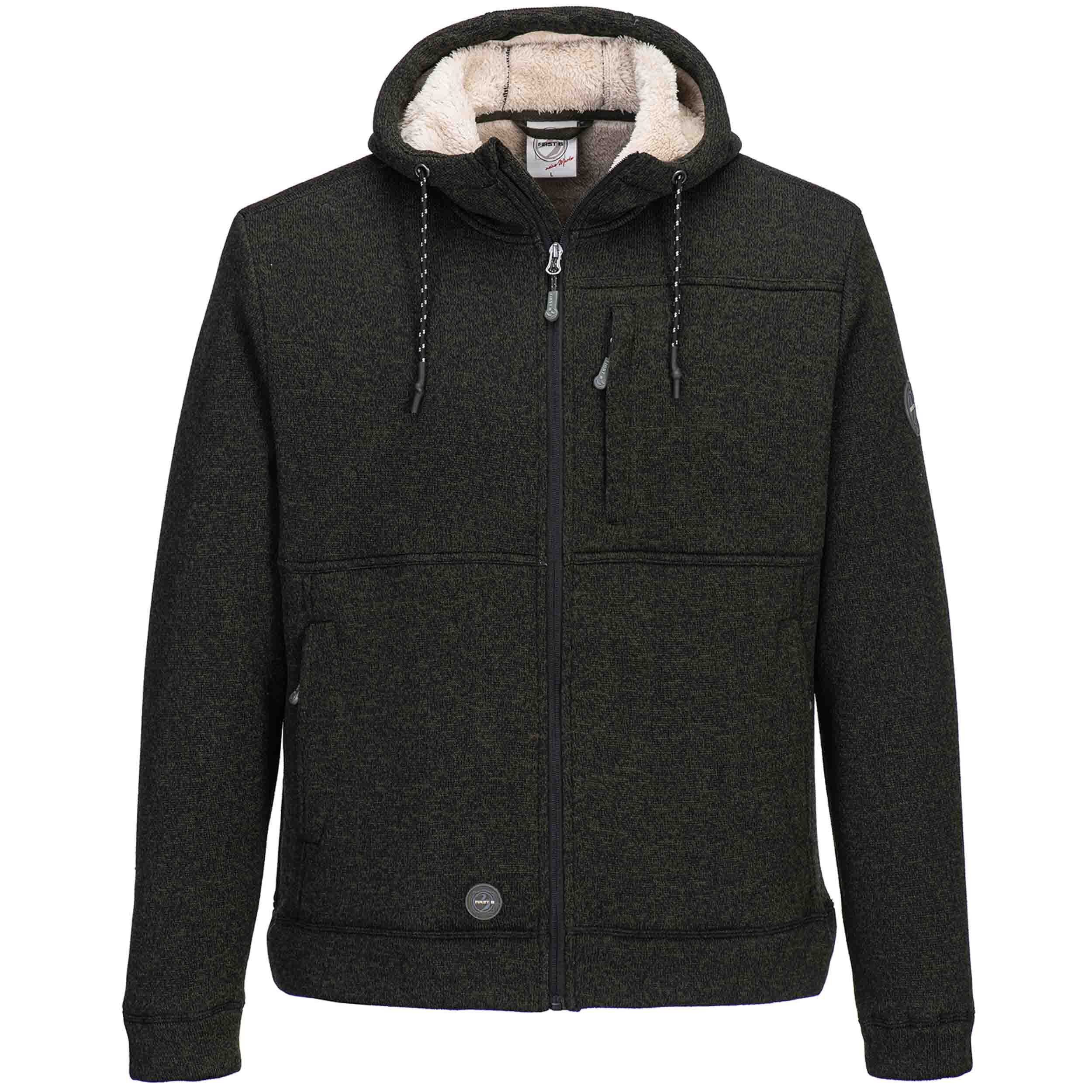 FirstB Kapuzenfleecejacke Herren olive melange