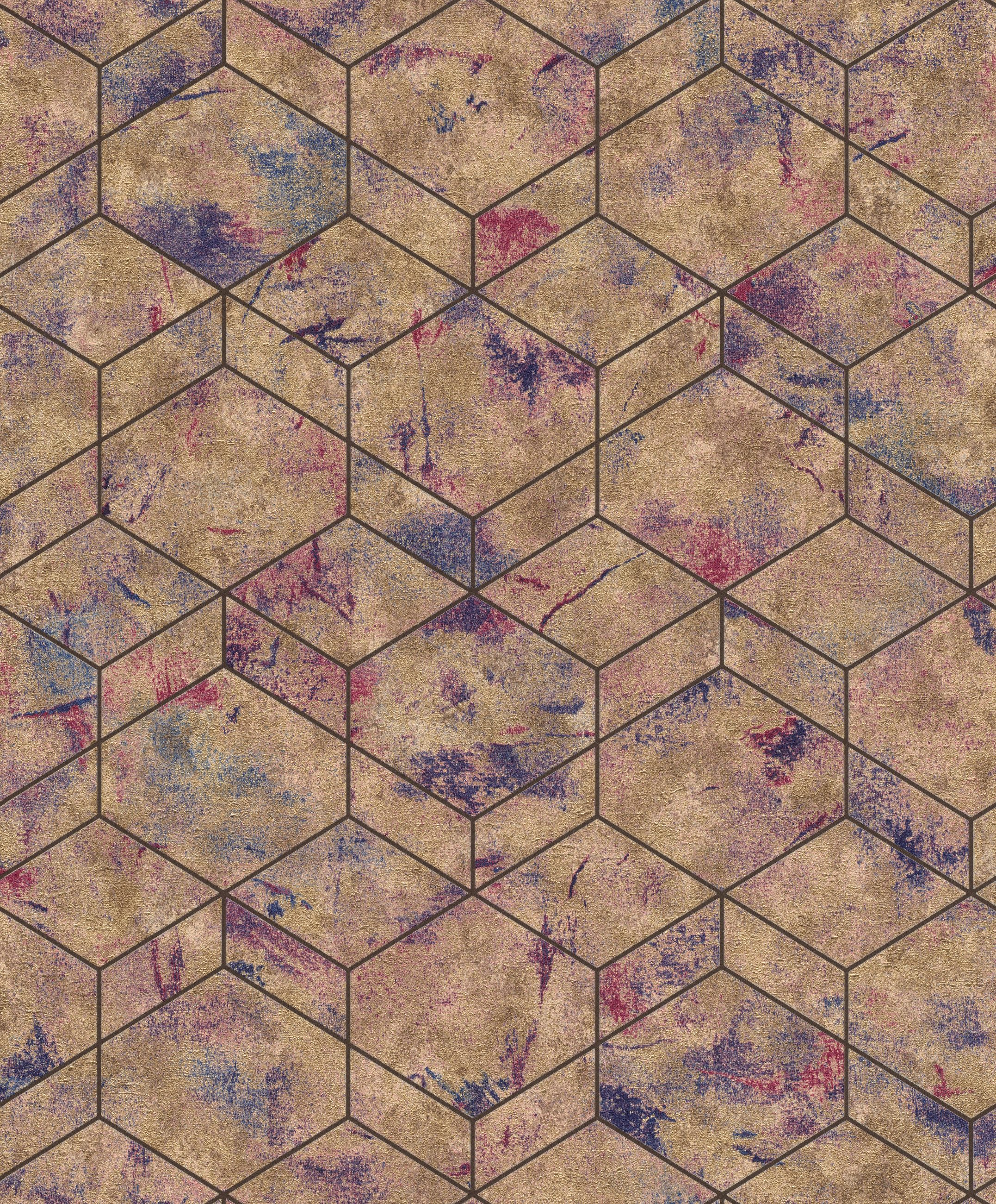 Rasch Vliestapete, strukturiert, Geometrisch, (1 Rolle, 1 St), Hexagon