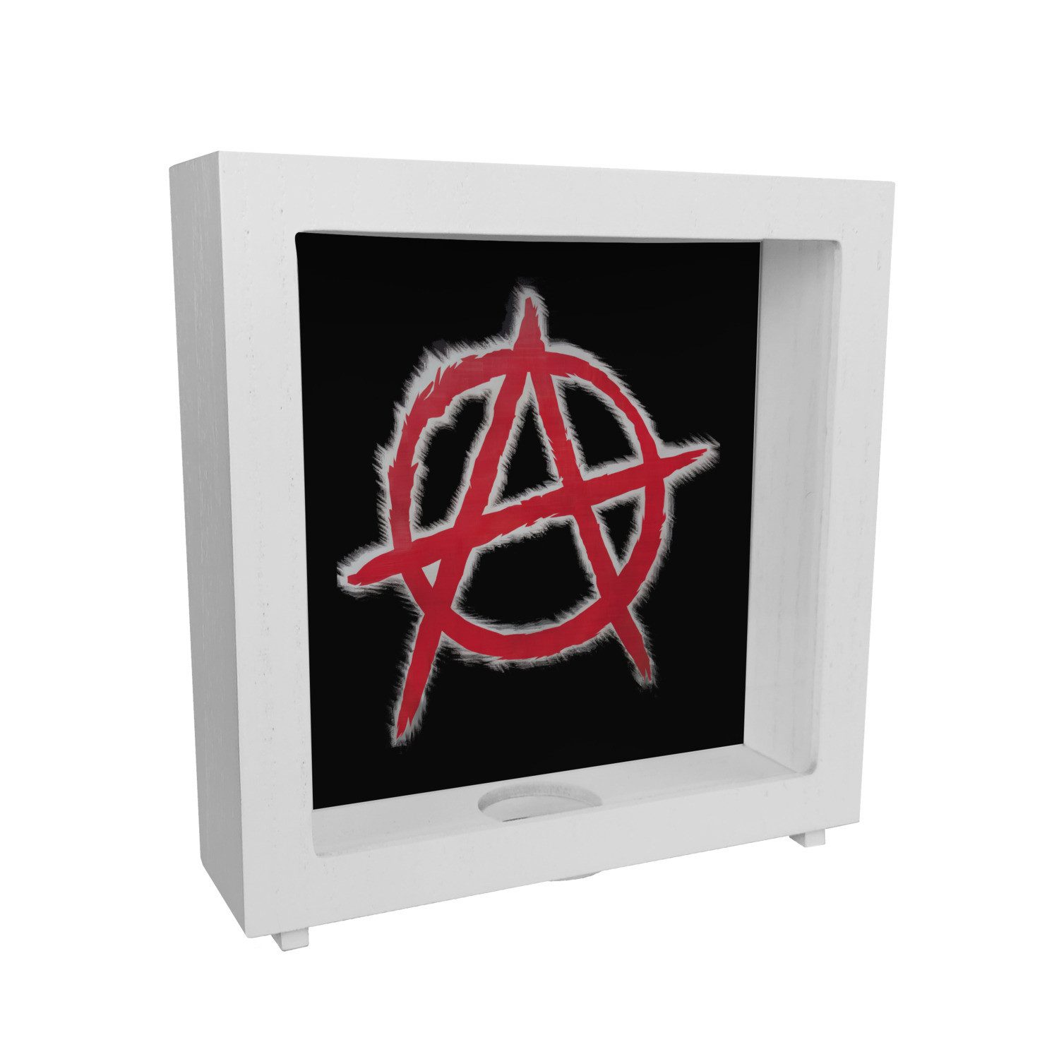 Spardose Anarchie-Symbol Rahmen Spardose aus Holz - Revolutionäre Sparbüchse