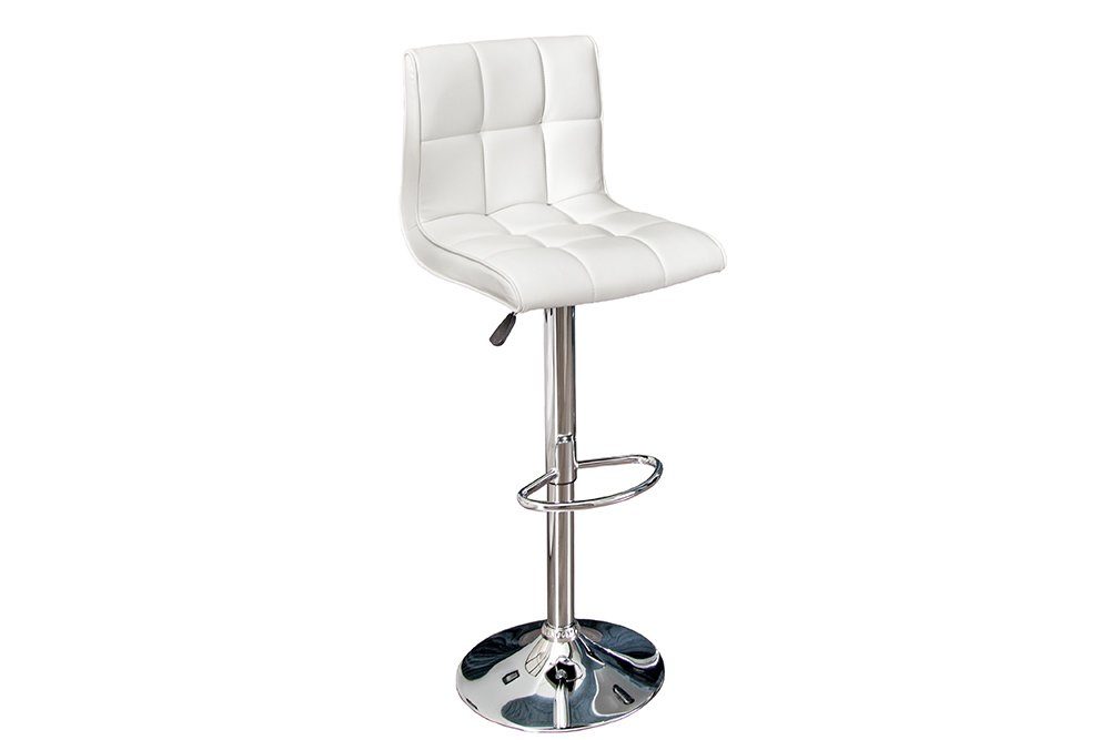 riess-ambiente Barhocker MODENA weiß - Kunstleder, Metall, verchromt, mit Lehne, modern, 360° drehbar, höhenverstellbar – Bild 2 von 5