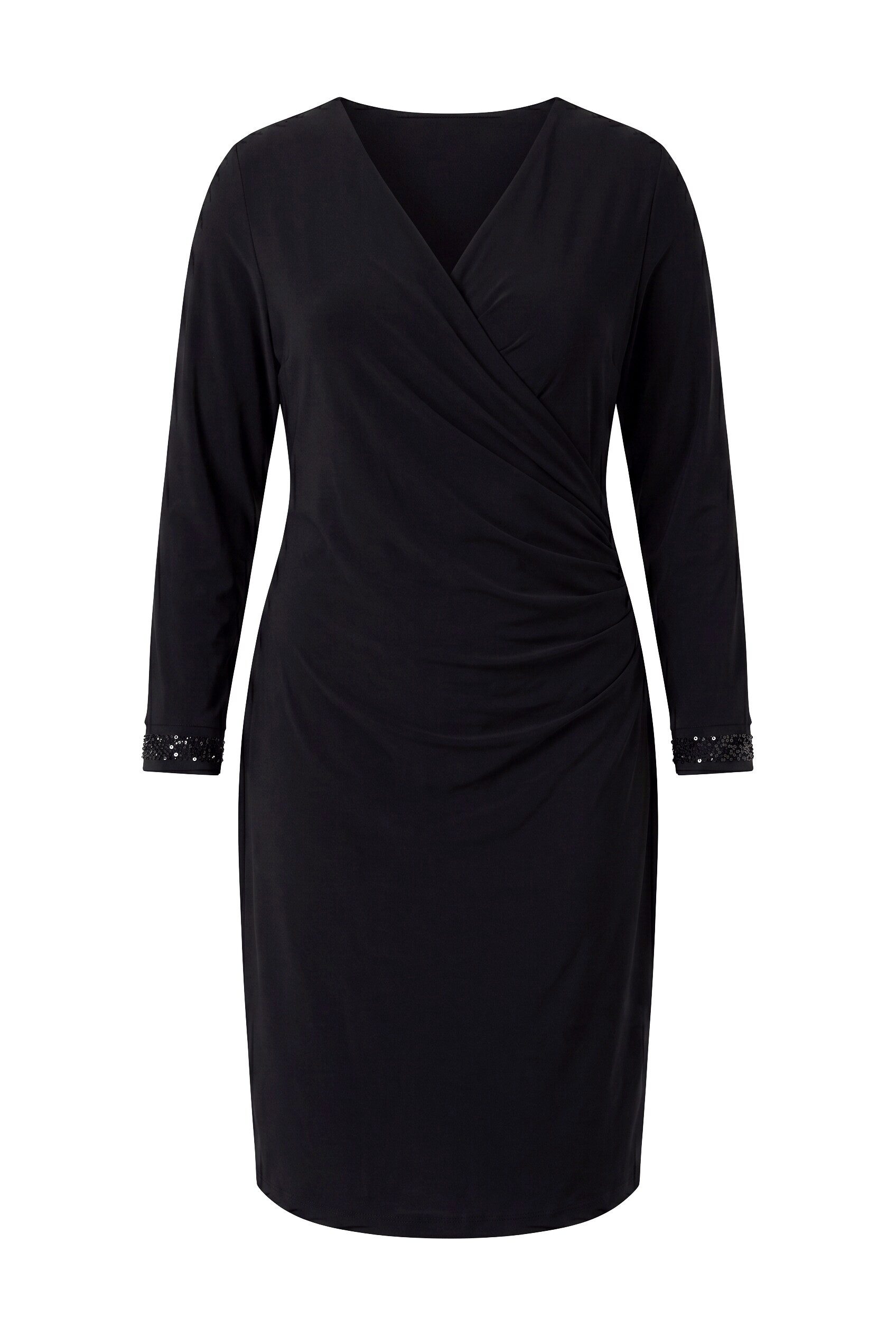 MIAMODA Midikleid Midi-Kleid Slim Fit Wickeloptik Jersey Langarm – Bild 2 von 3