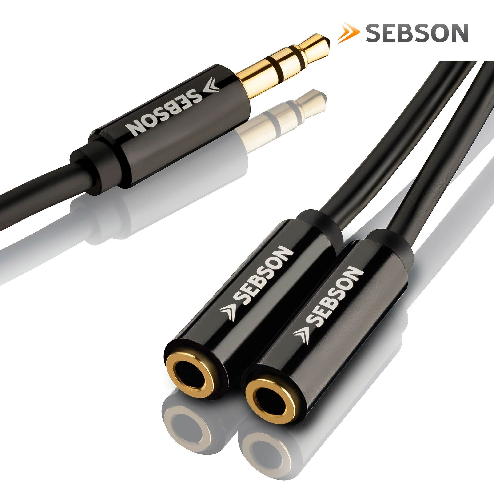 SEBSON Aux Audio Splitter Kabel 20cm, Klinke 3,5mm vergoldet, Verlängerung  Optisches-Kabel