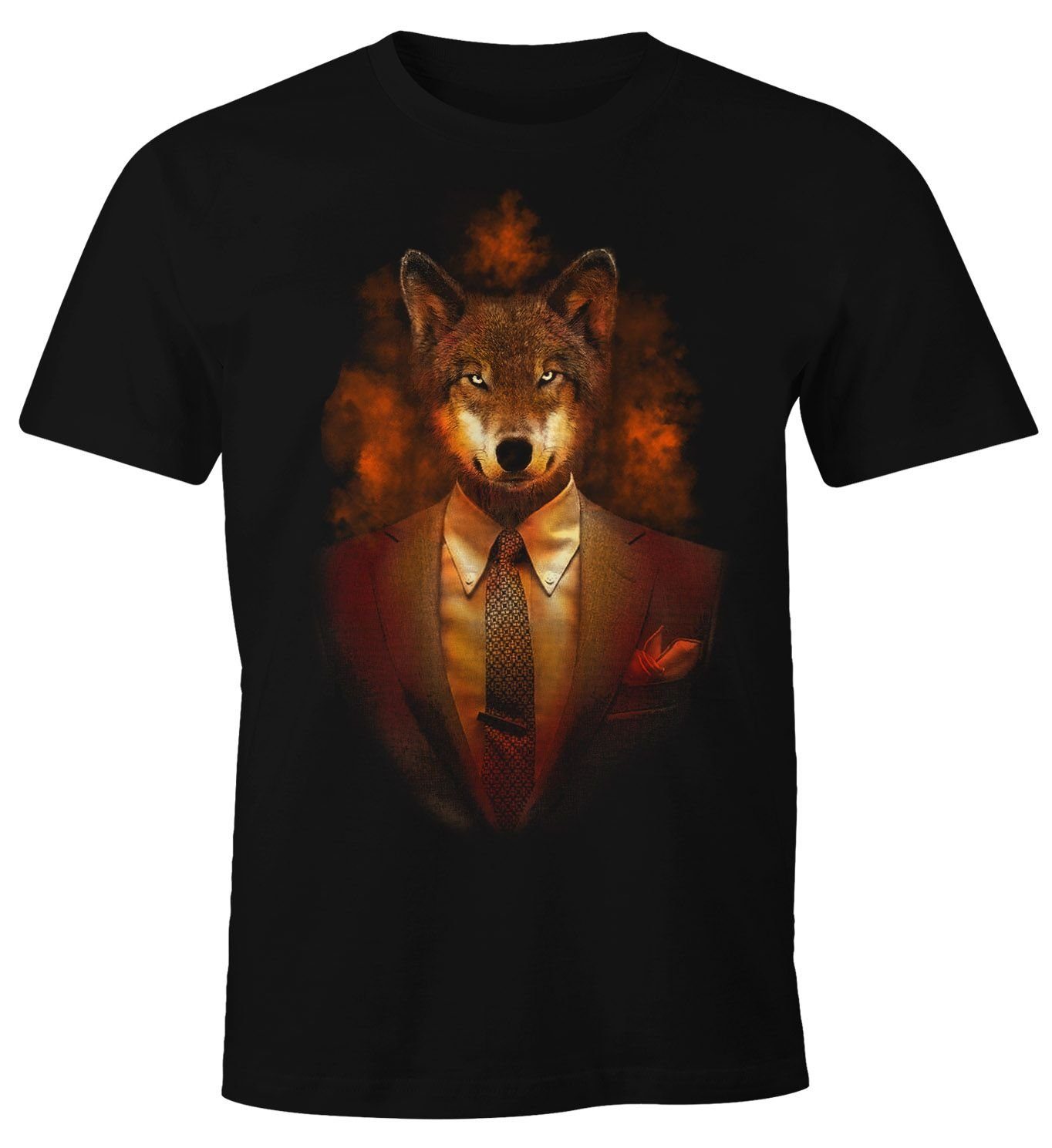 Print-Shirt mit Print Fuchs Herren Moonworks® Lustig Tier MoonWorks Fun-Shirt T-Shirt