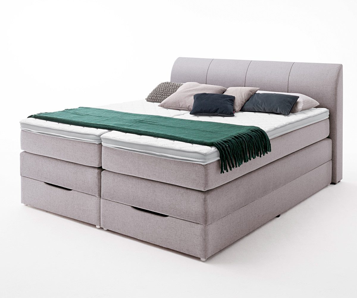 Sun Garden Boxspringbett Boxspringbett Modesto silber Stauraum inkl. Topper 180x200 cm