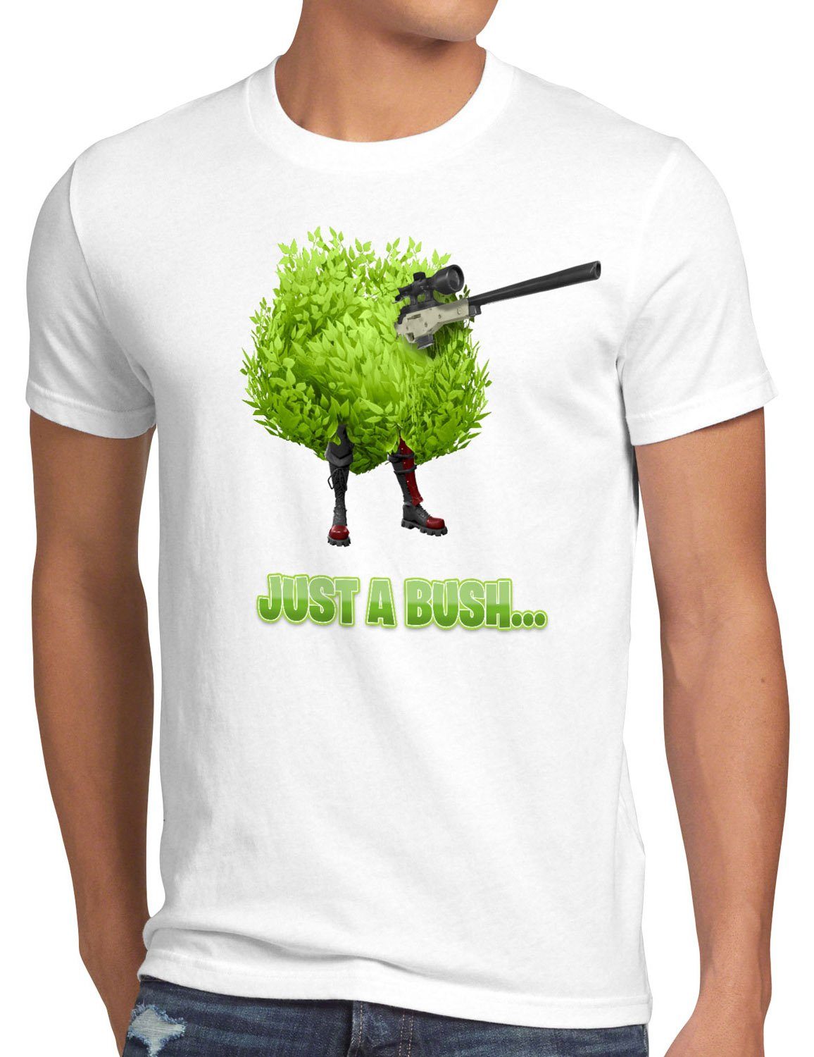 style3 Print-Shirt Herren T-Shirt Just a Bush battle royale multiplayer online survival weiß