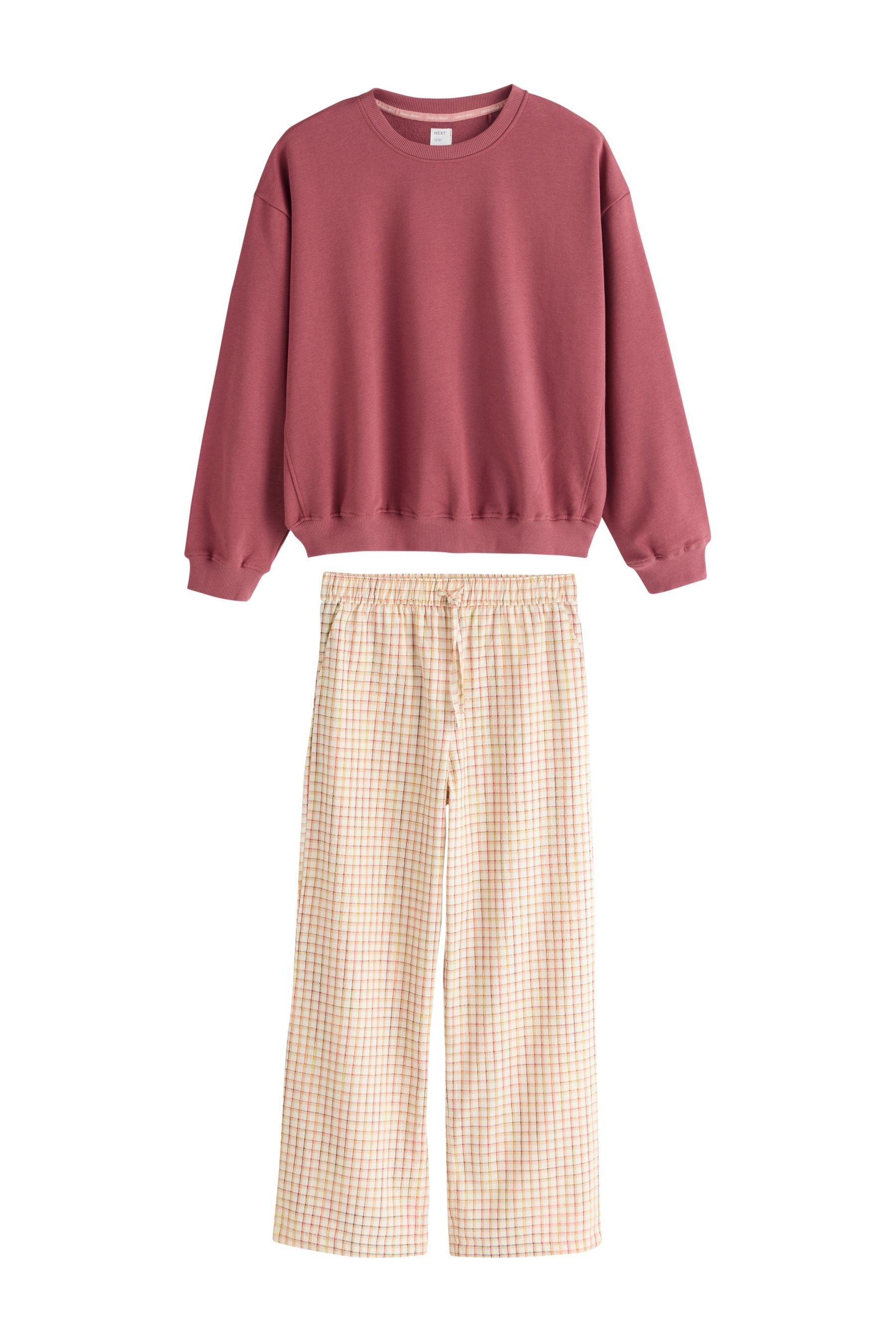 Pyjama Schlafanzug mit Sweatshirt und strukturierter Hose