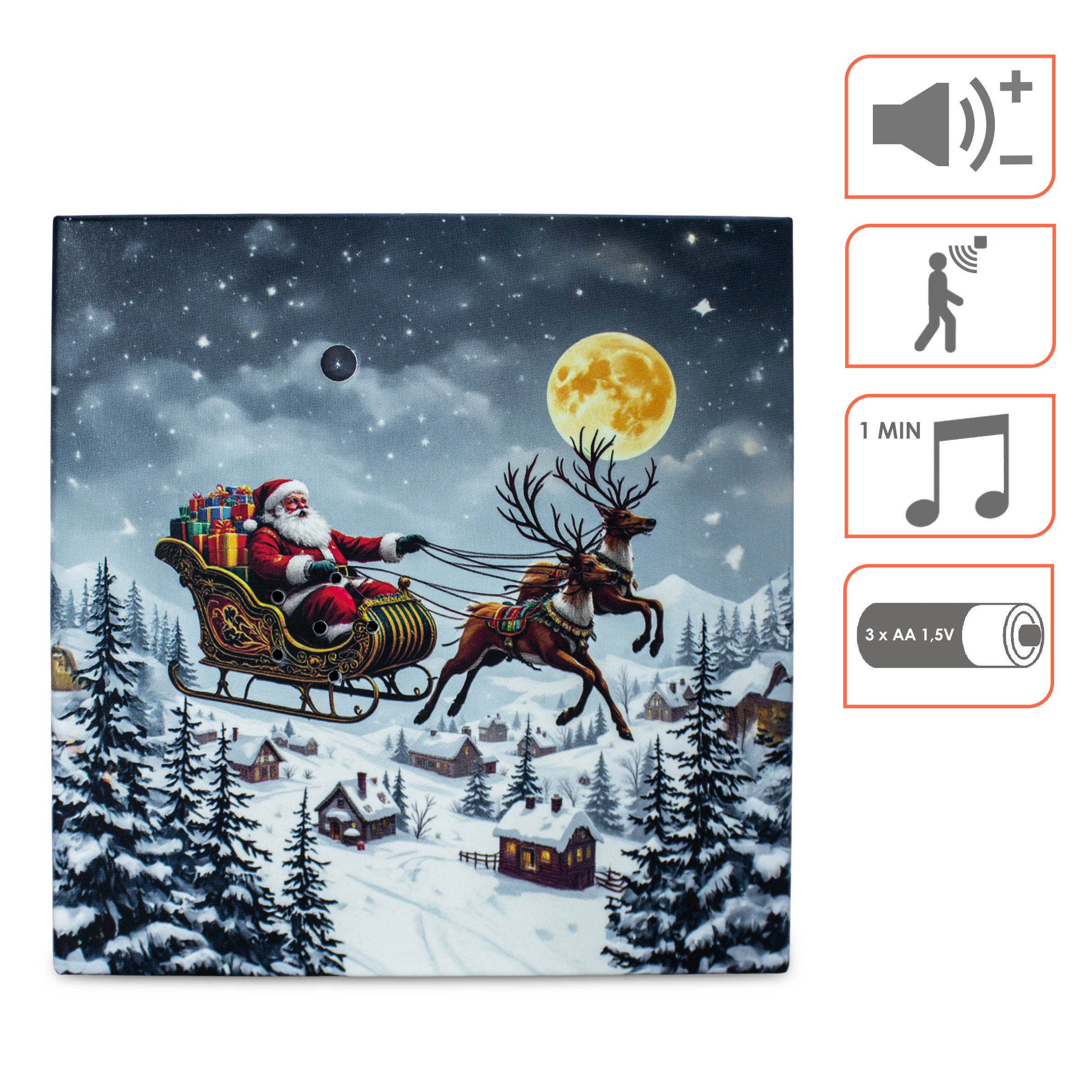 Spetebo Bewegungsmelder Weihnachts Soundbox mit Merry Christmas Melodie - 12 cm -, (Stück, 1-St., Anzahl), Soundlänge ca. 1 Minute – Bild 3 von 5