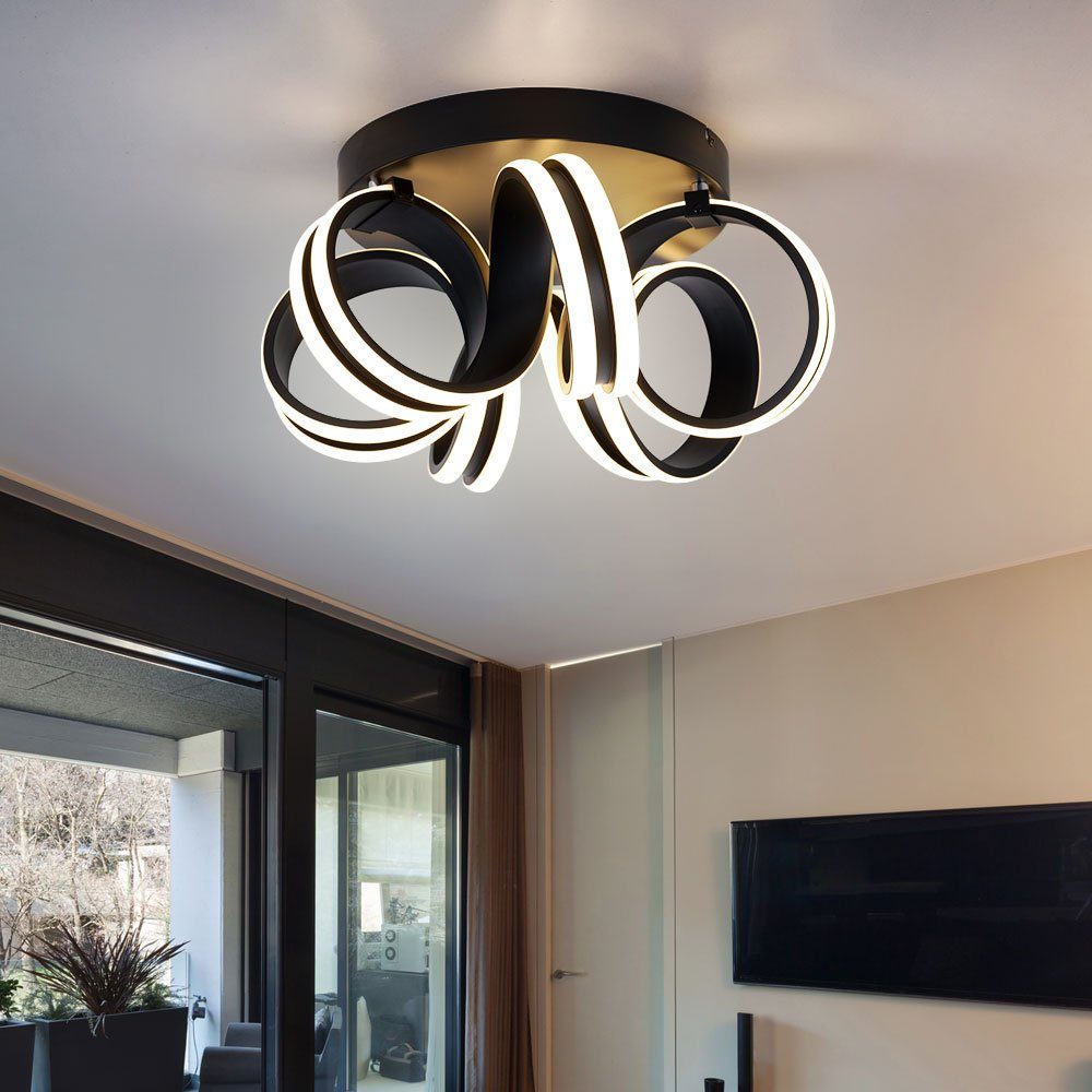 TRIO Leuchten LED Deckenleuchte, LED-Leuchtmittel fest verbaut, Warmweiß, LED Deckenleuchte Wohnzimmerlampe Switchdimmer Metall schwarz D 45 cm