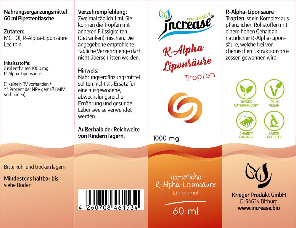 increase NATURALLY Liposomale R-Alpha-Liponsäure - 1000mg pro Tag Tropfen, 60 ml