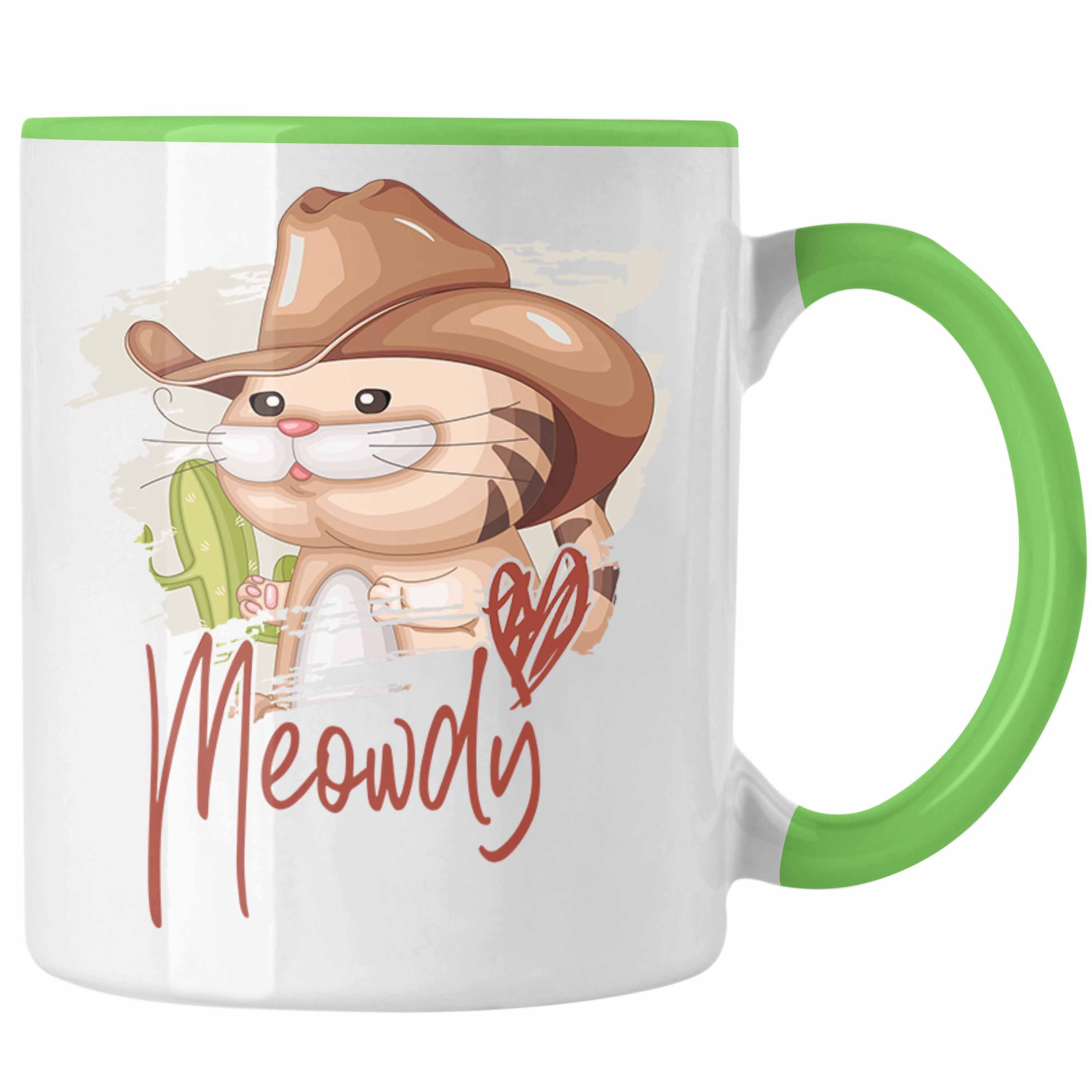 Meowdy Grafik Geschenk Katzenmama Tasse Katze für Trendation Grün Katzenliebhaber Tasse Papa