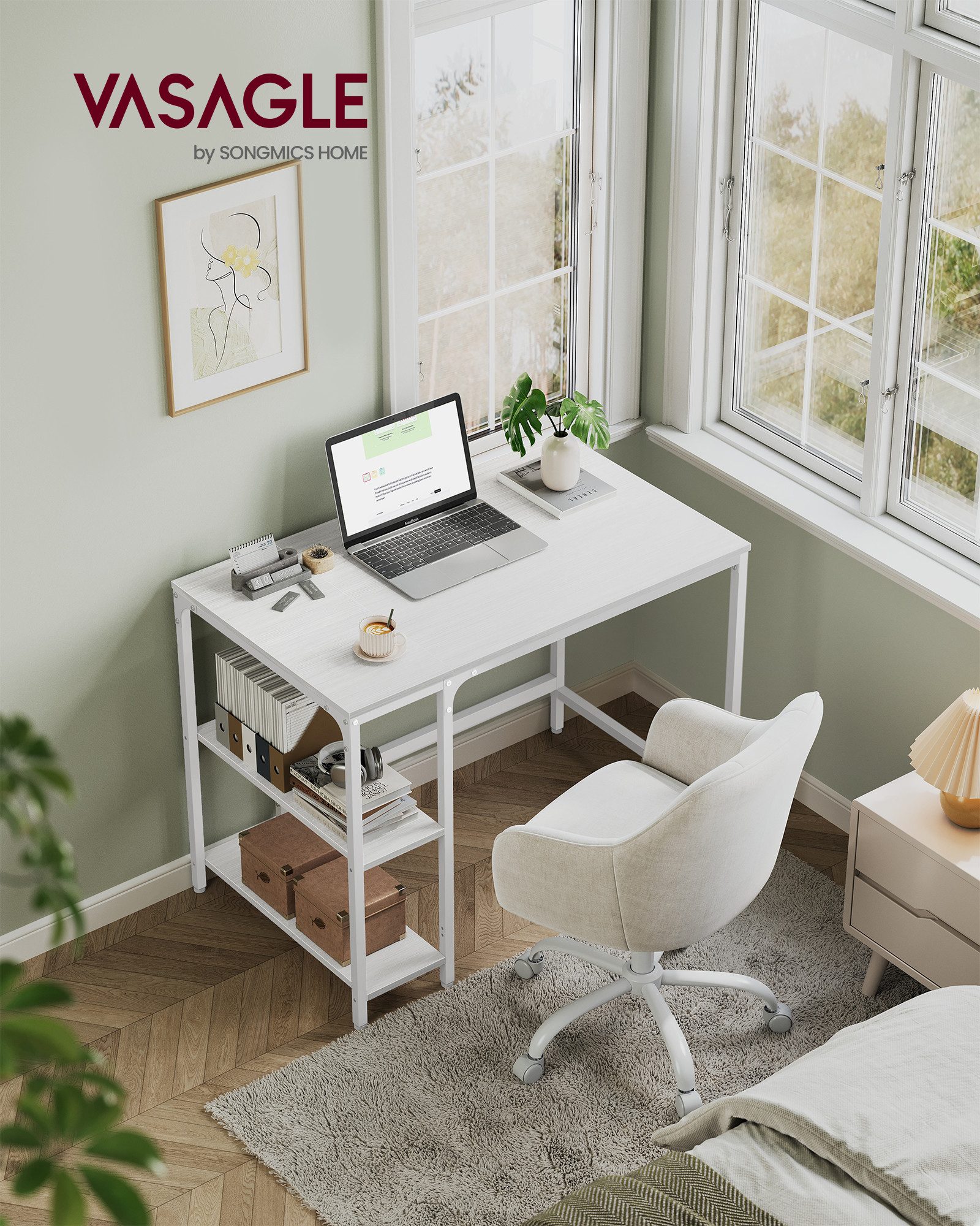 VASAGLE Schreibtisch Computertisch, Tisch, Bürotisch, 100/120/140cm, mit 2 günstig online kaufen