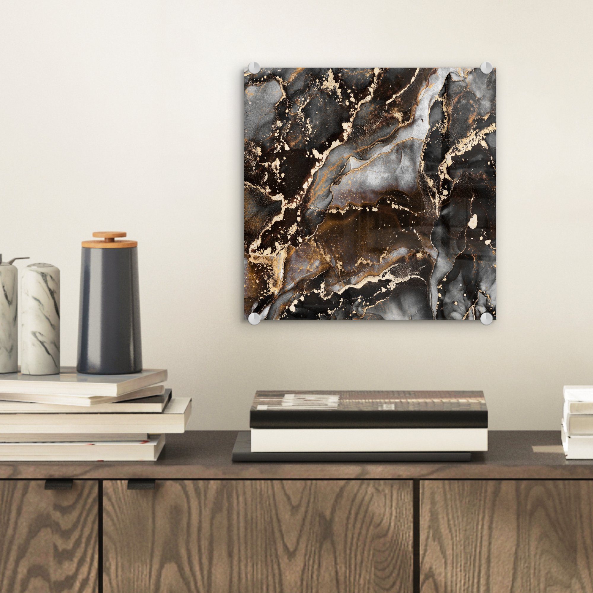 MuchoWow Acrylglasbild Marmor - Gold - günstig online kaufen
