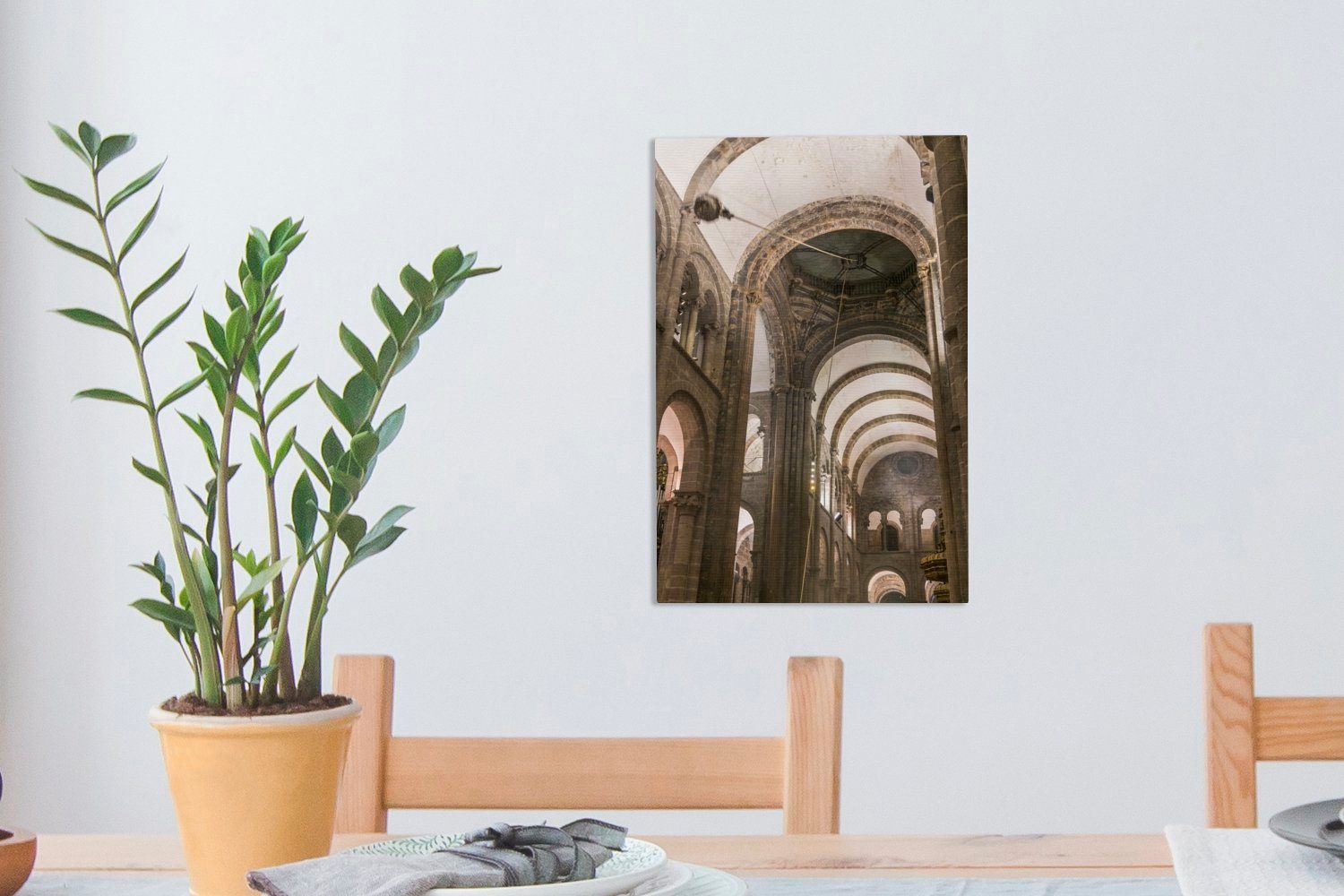 OneMillionCanvasses® Leinwandbild Gigantischer St), Zackenaufhänger, der Leinwandbild cm inkl. Santiago Compostela, bespannt von Gemälde, Innenraum de (1 20x30 Kirche fertig