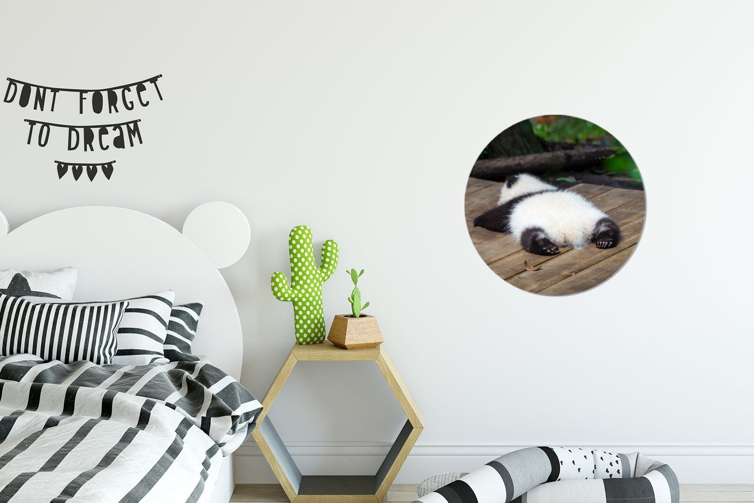 Panda Tapetenaufkleber, für Wandsticker St), - Rund, Tier - Kinderzimmer, MuchoWow Schlafend Tapetenkreis (1 Wohnzimmer