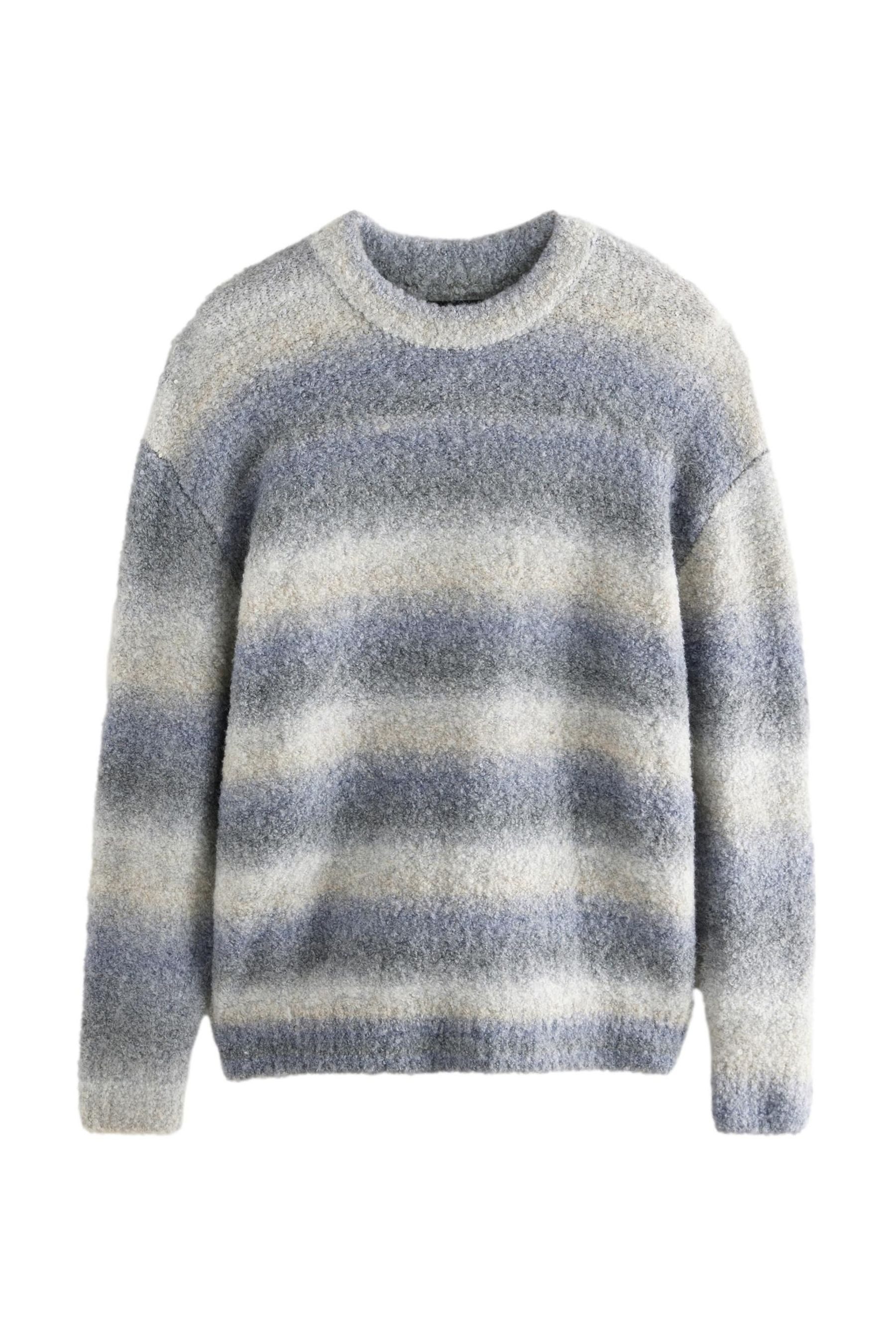 Rundhalspullover Relaxed Fit Bouclé-Pullover mit Streifen