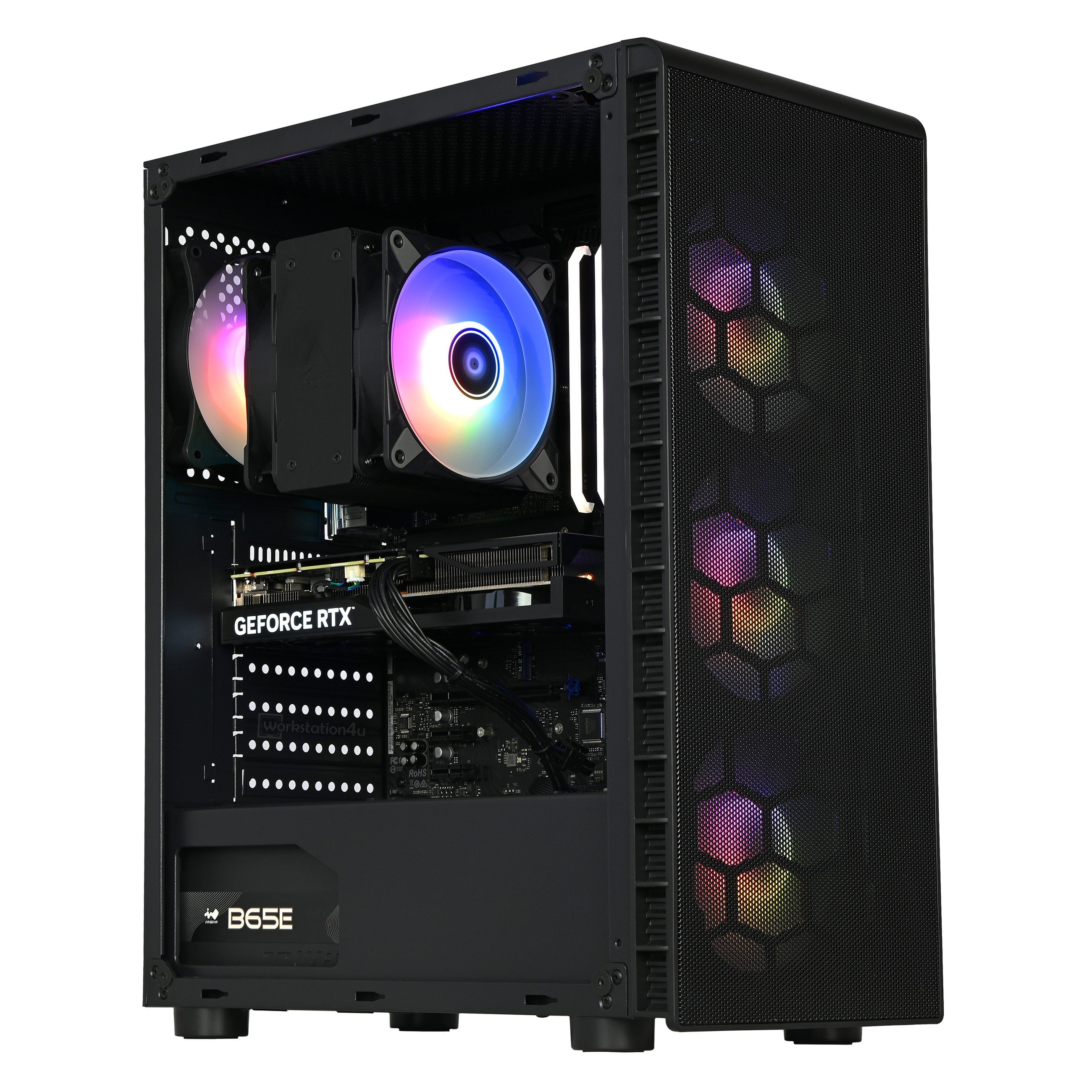 Workstation4u ATX Mesh Tower RGB Gaming-PC (AMD Ryzen 7 8700F, RTX 5060 8GB, 16 GB RAM, 250 GB SSD, Luftkühlung)